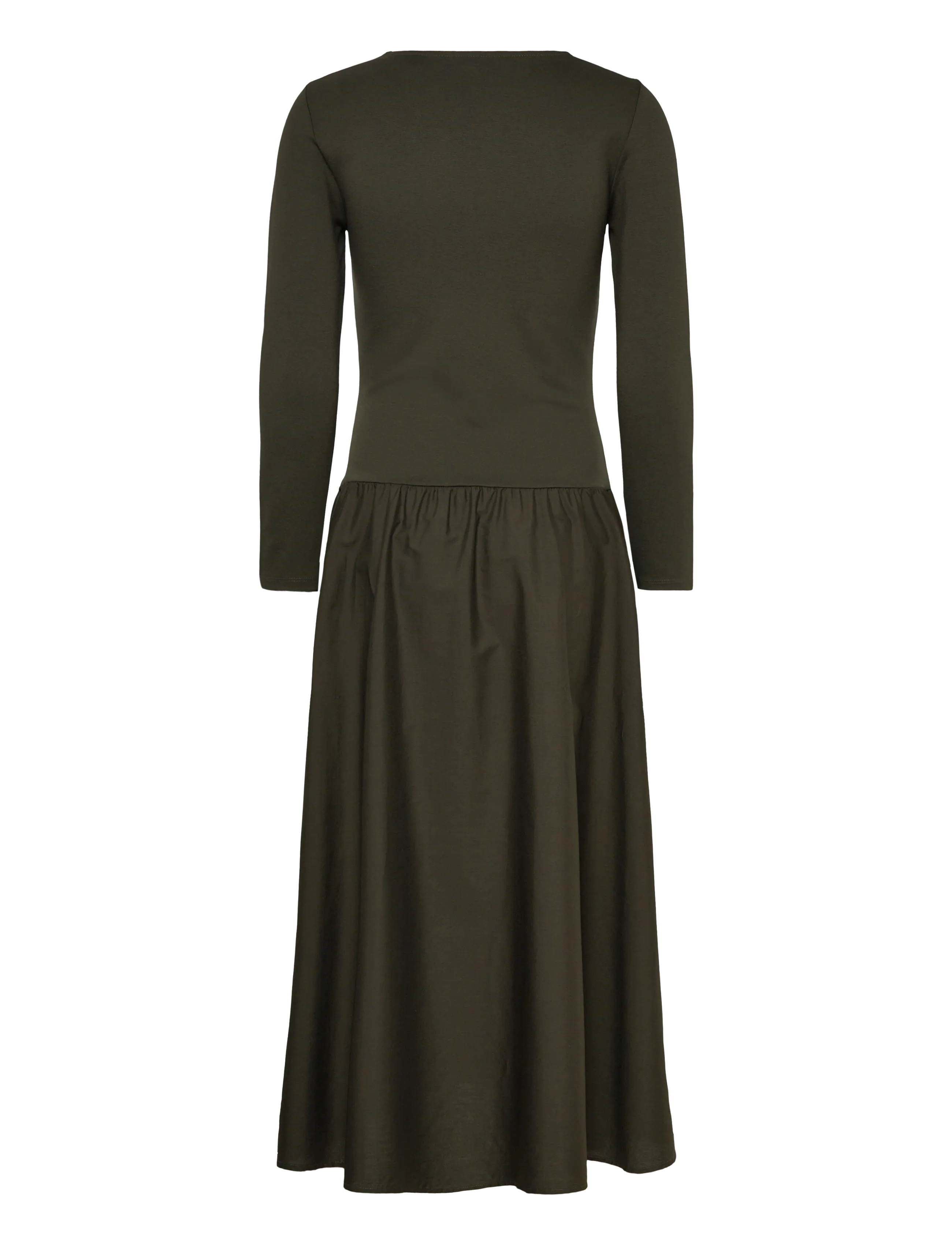 Gant - MIDI JERSEY WOVEN COMBO LS DRESS - robes midi - dark moss green - 1