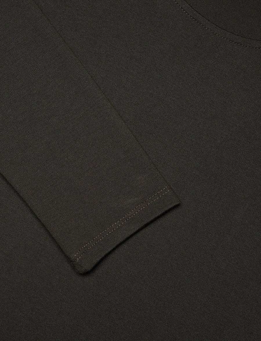 Gant - MIDI JERSEY WOVEN COMBO LS DRESS - midiklänningar - dark moss green - 2