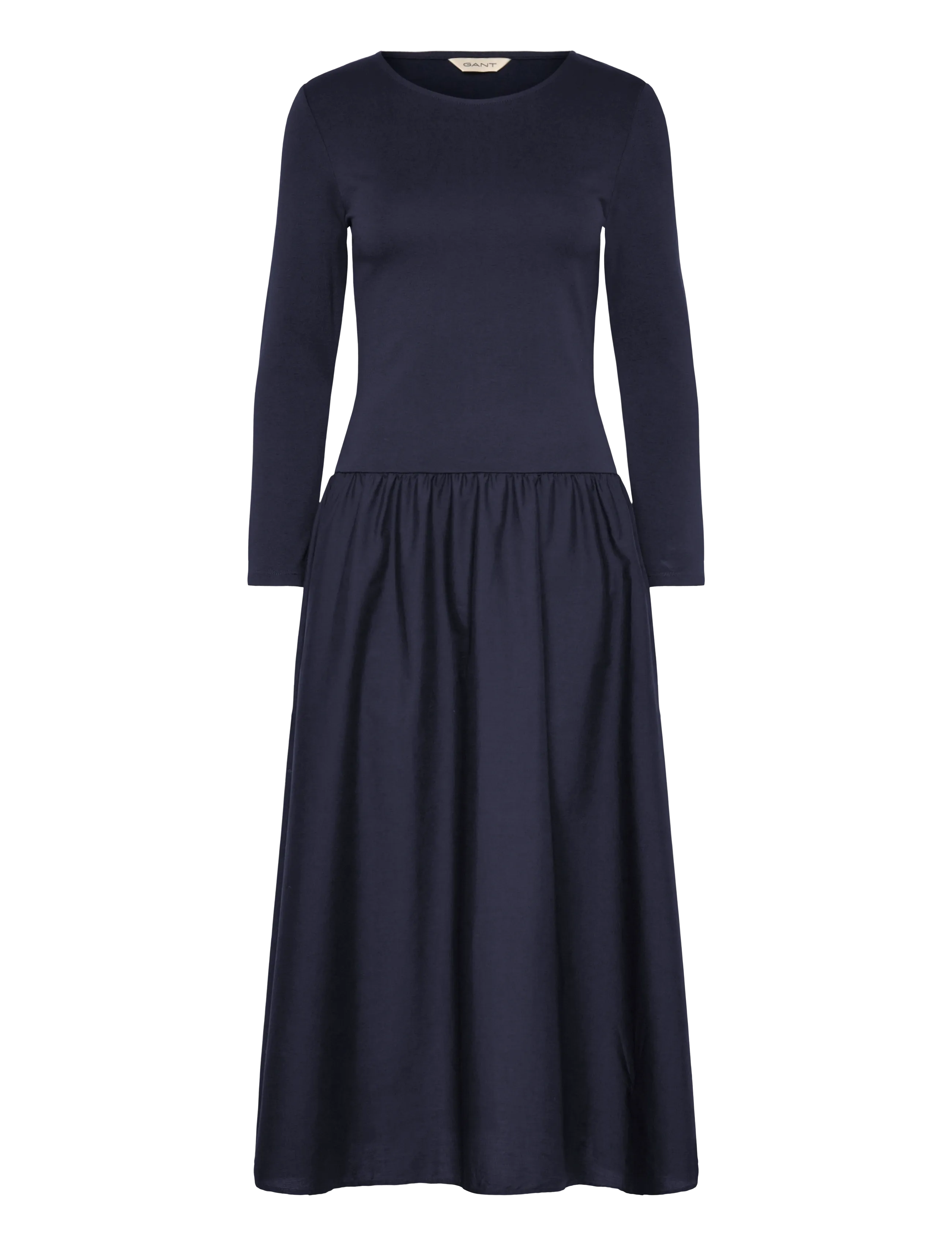 Gant MIDI JERSEY WOVEN COMBO LS DRESS - GANT - EVENING BLUE / navy