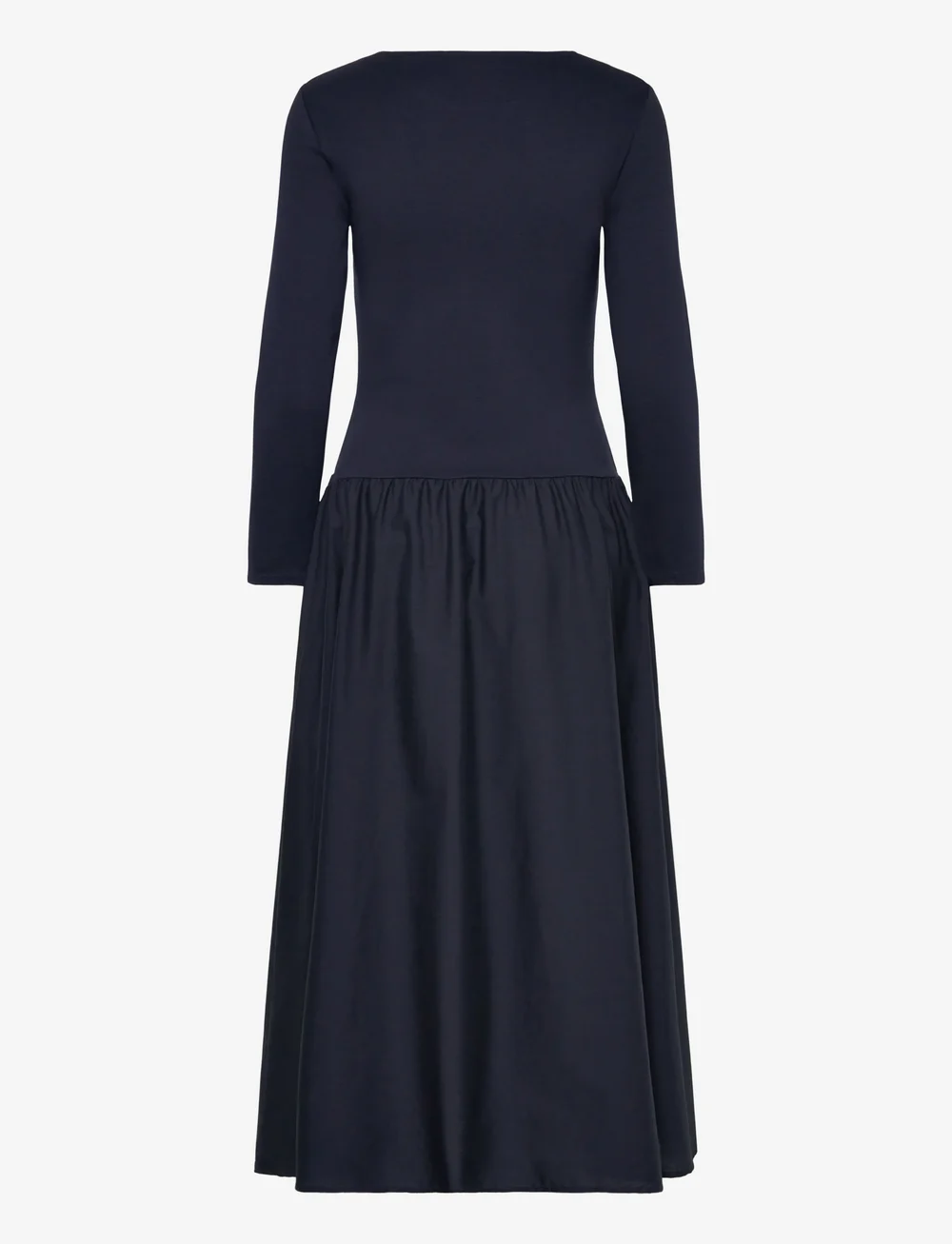 GANT - MIDI JERSEY WOVEN COMBO LS DRESS - midi kjoler - evening blue - 1