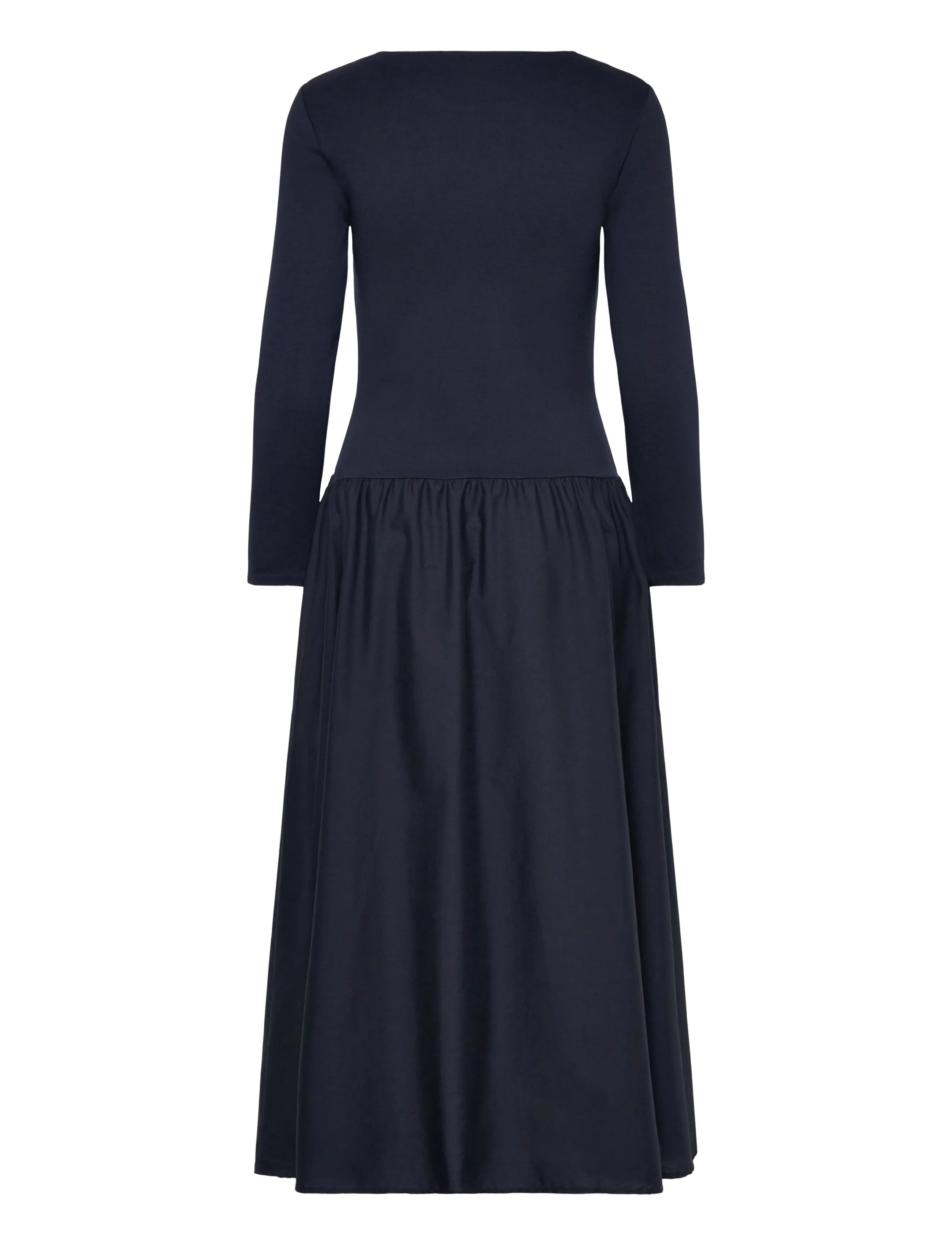 Gant - MIDI JERSEY WOVEN COMBO LS DRESS - midikleidid - evening blue - 1