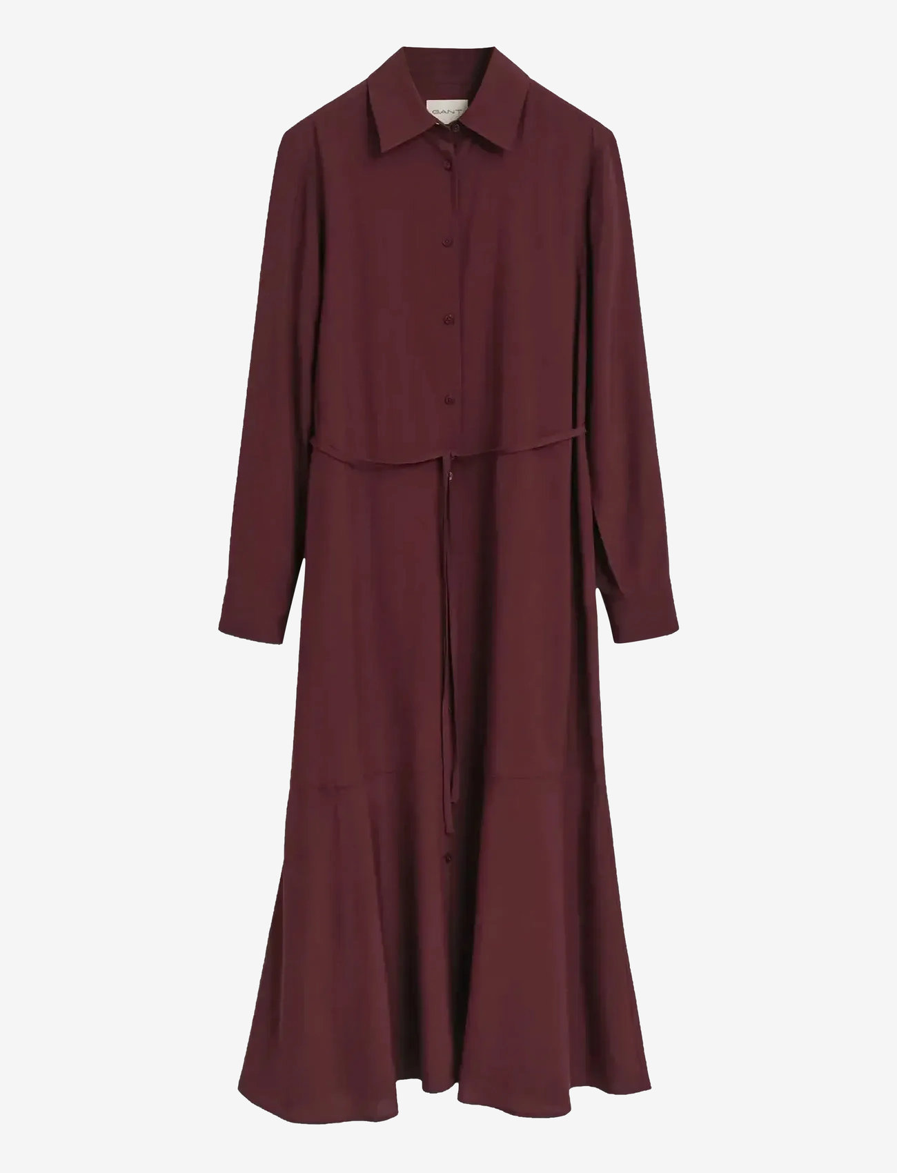 GANT - MIDI VISCOSE SHIRT DRESS - plum wine - 1