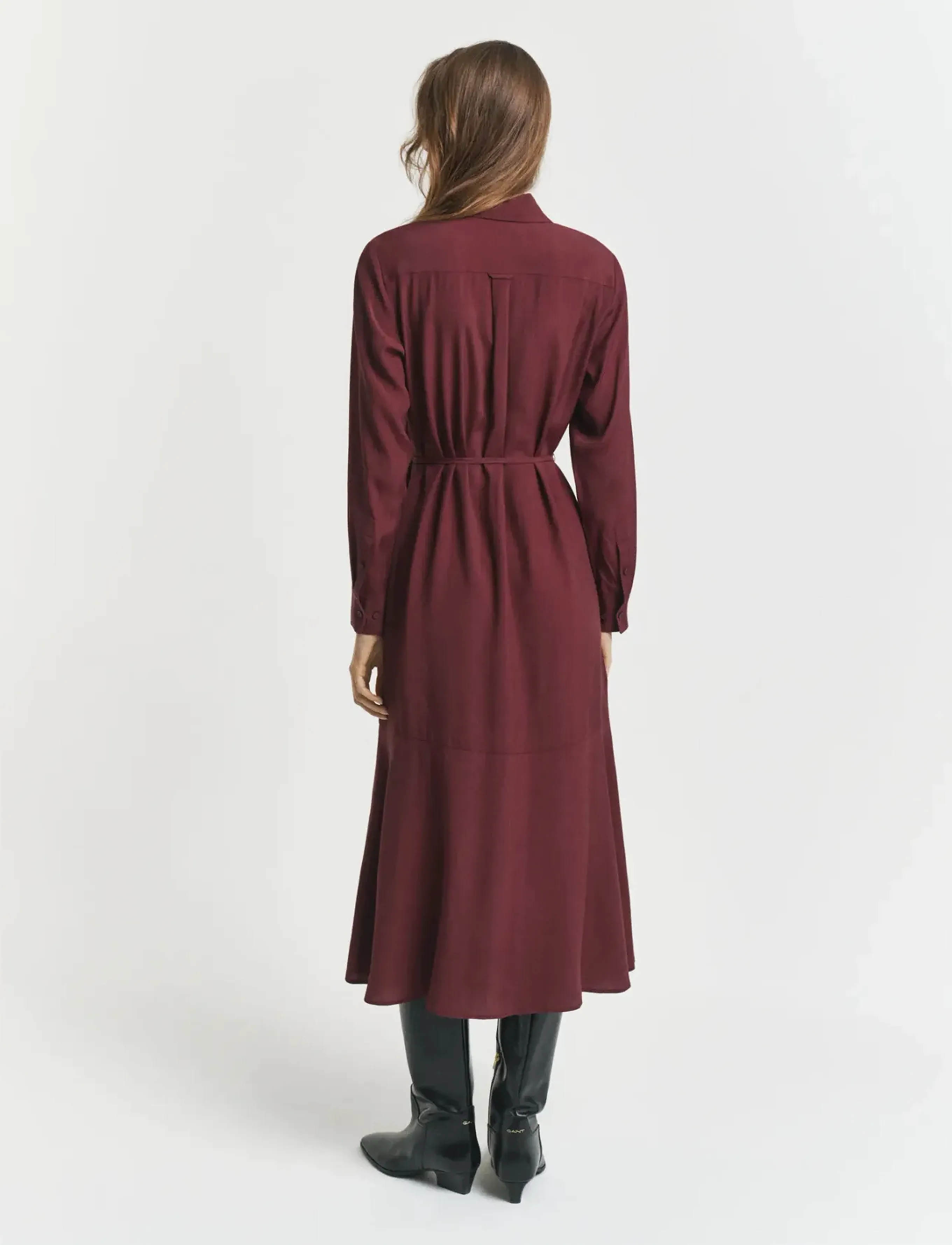 Gant - MIDI VISCOSE SHIRT DRESS - midi kjoler - plum wine - 2