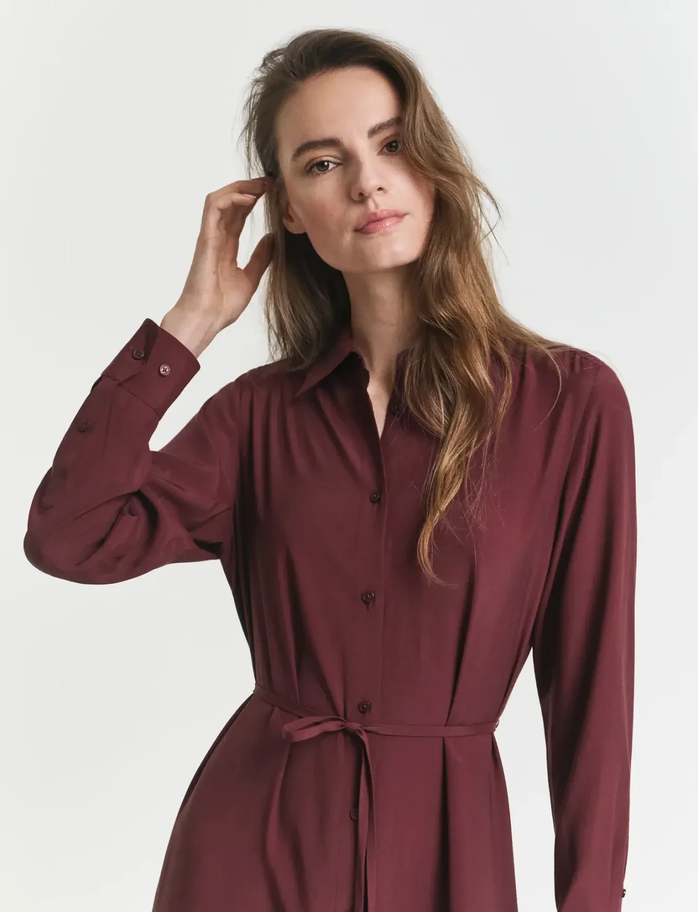 GANT - MIDI VISCOSE SHIRT DRESS - midi kjoler - plum wine - 3