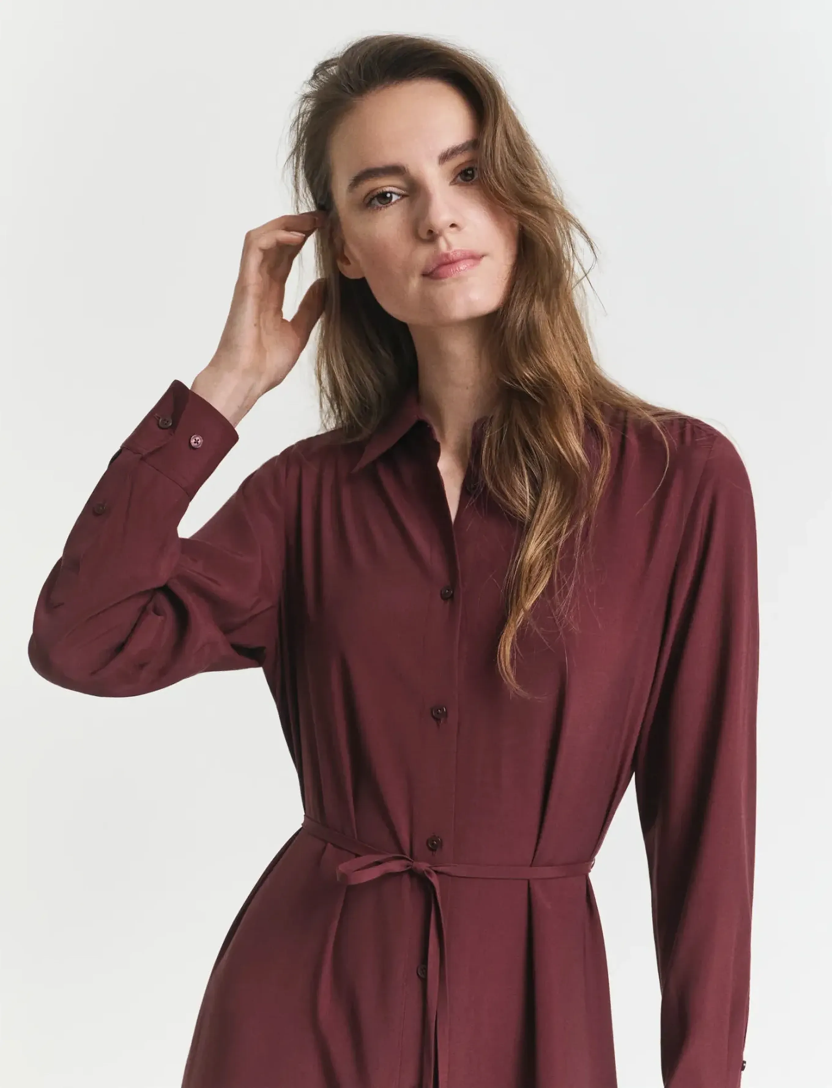 Gant - MIDI VISCOSE SHIRT DRESS - midi kjoler - plum wine - 3