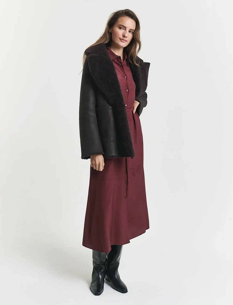Gant - MIDI VISCOSE SHIRT DRESS - midi kjoler - plum wine - 4