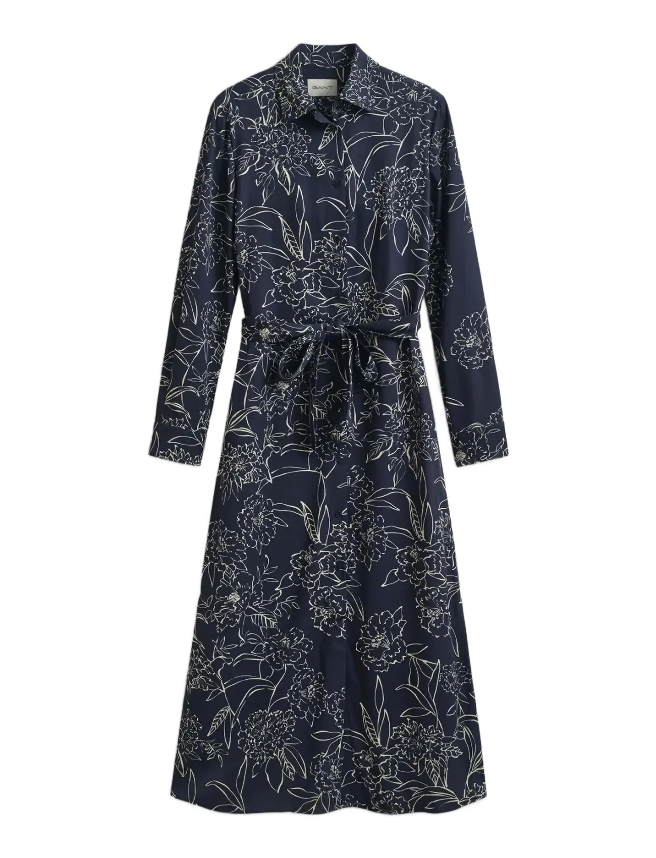 GANT FLORAL PRINT LS SHIRT DRESS - Riided - EVENING BLUE / navy