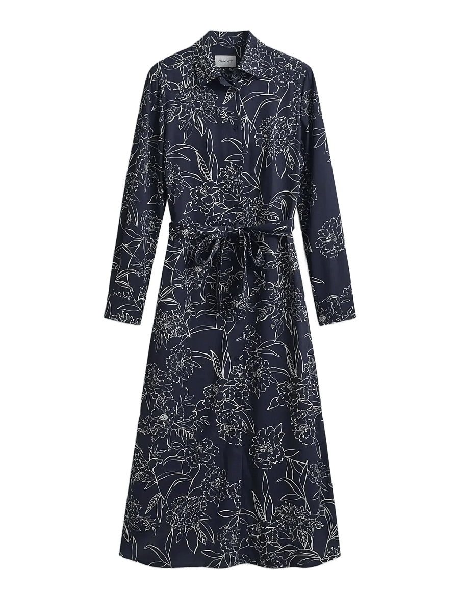 Gant - FLORAL PRINT LS SHIRT DRESS - robes midi - evening blue - 1