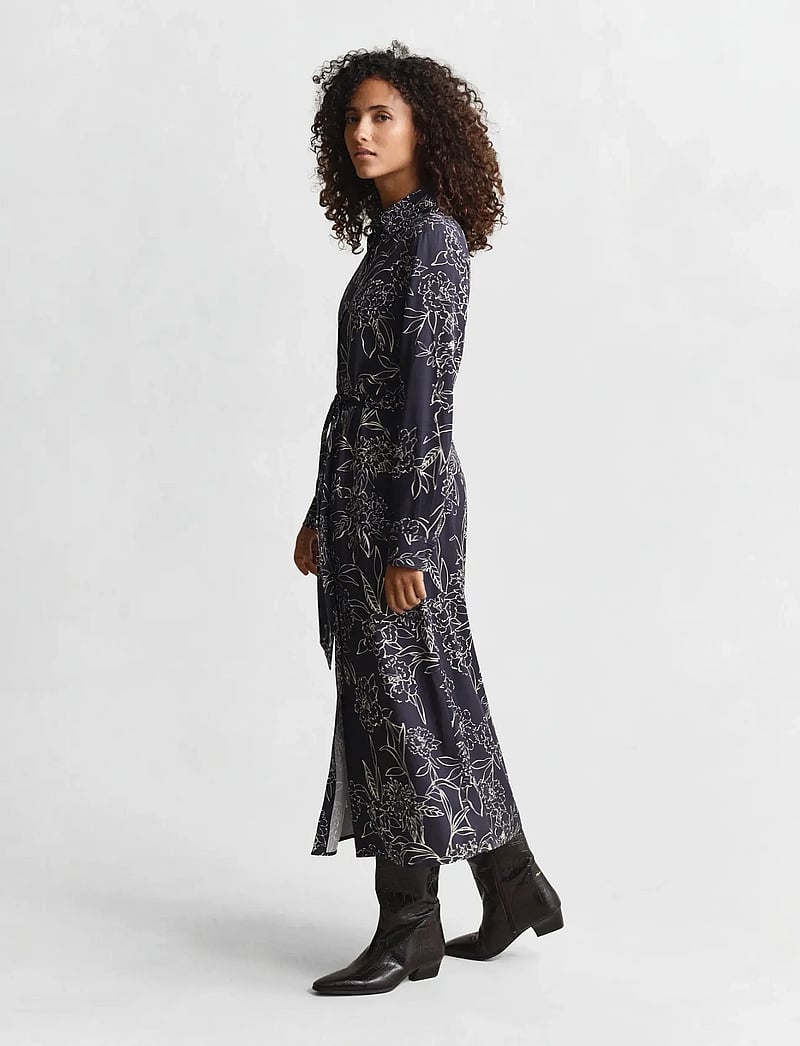 GANT - FLORAL PRINT LS SHIRT DRESS - sukienki do kolan i midi - evening blue - 4