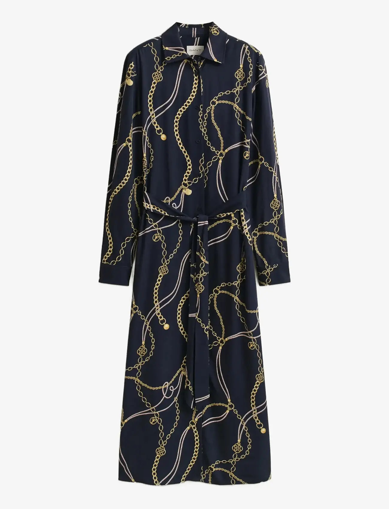 GANT - PRINTED FLUID LS SHIRT DRESS - skjortklänningar - evening blue - 1