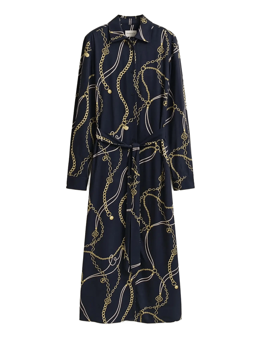 Gant - PRINTED FLUID LS SHIRT DRESS - hemdkleider - evening blue - 1
