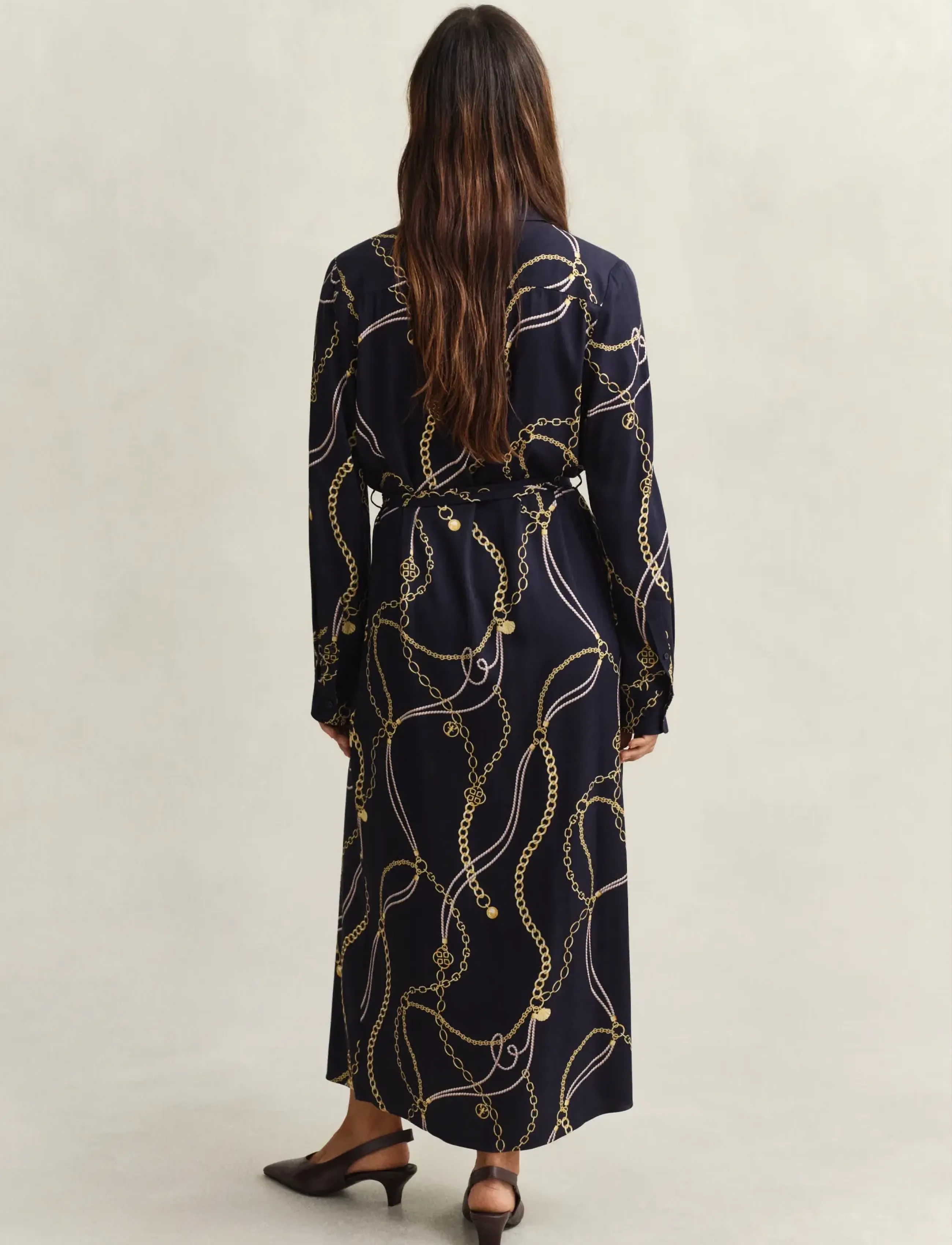 Gant - PRINTED FLUID LS SHIRT DRESS - skjortekjoler - evening blue - 2