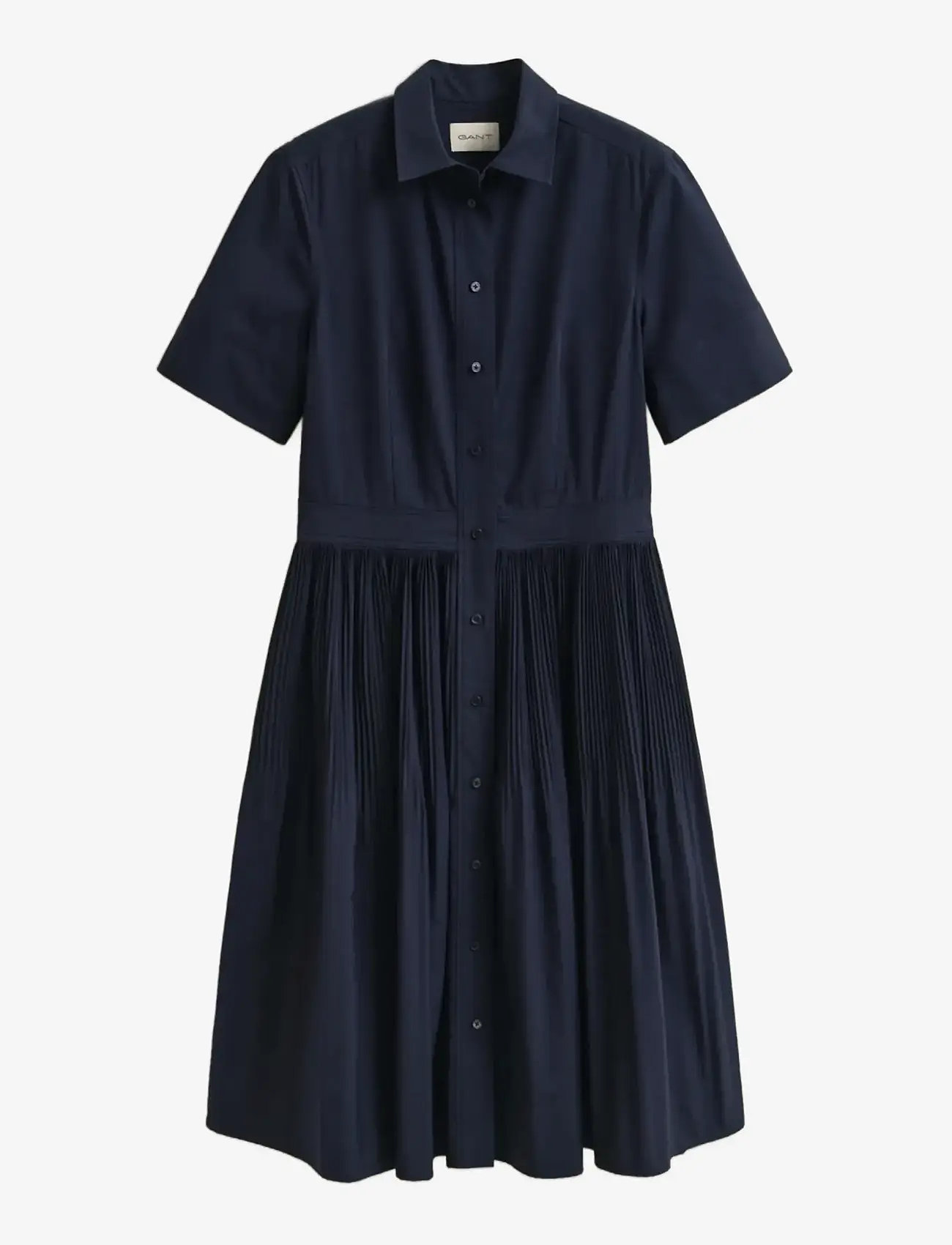 GANT - CTN PLEATED SS SHIRT DRESS - skjortklänningar - evening blue - 1