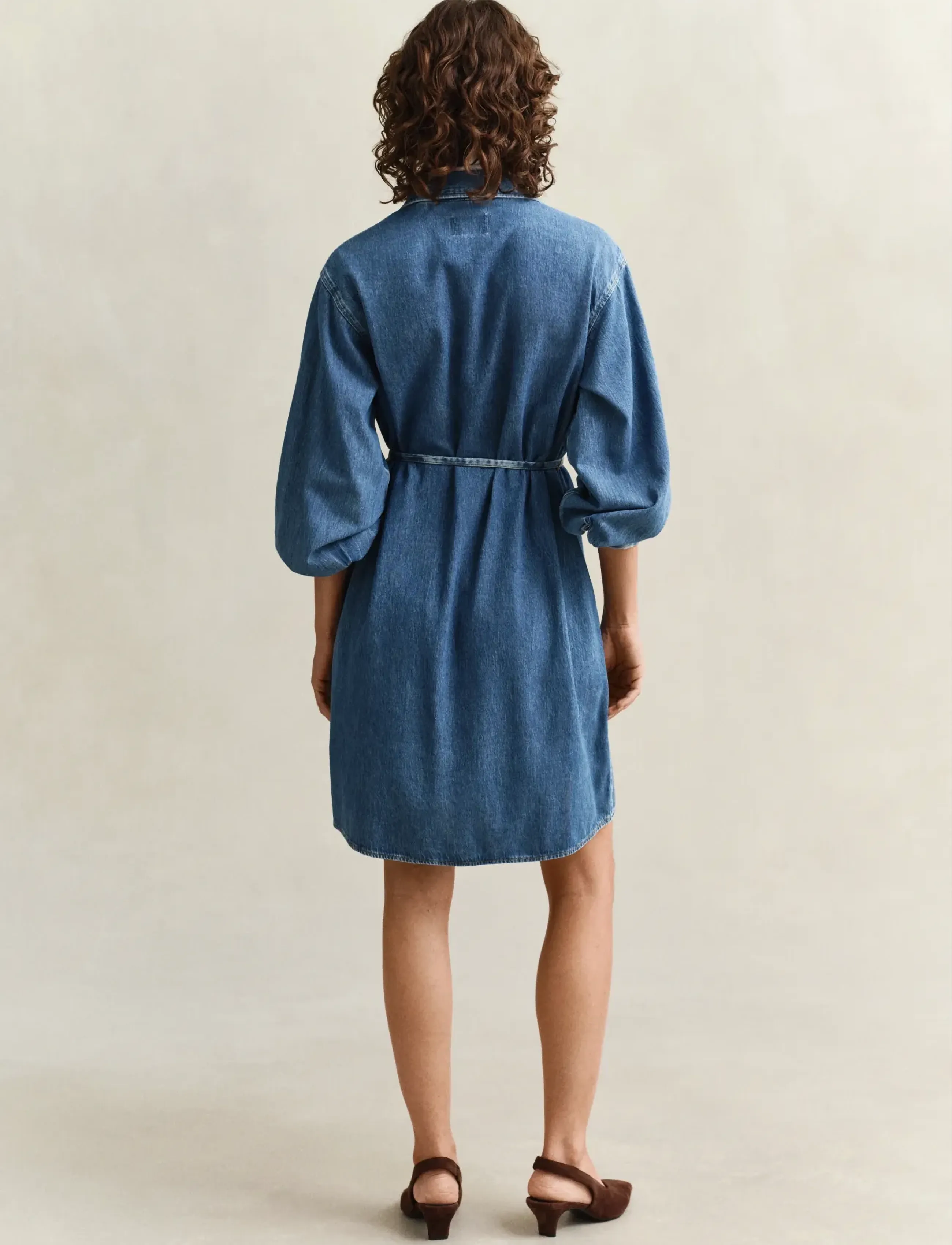 Gant - DENIM VOLUME SLEEVE SHIRT DRESS - skyrtukjólar - mid blue archive - 2