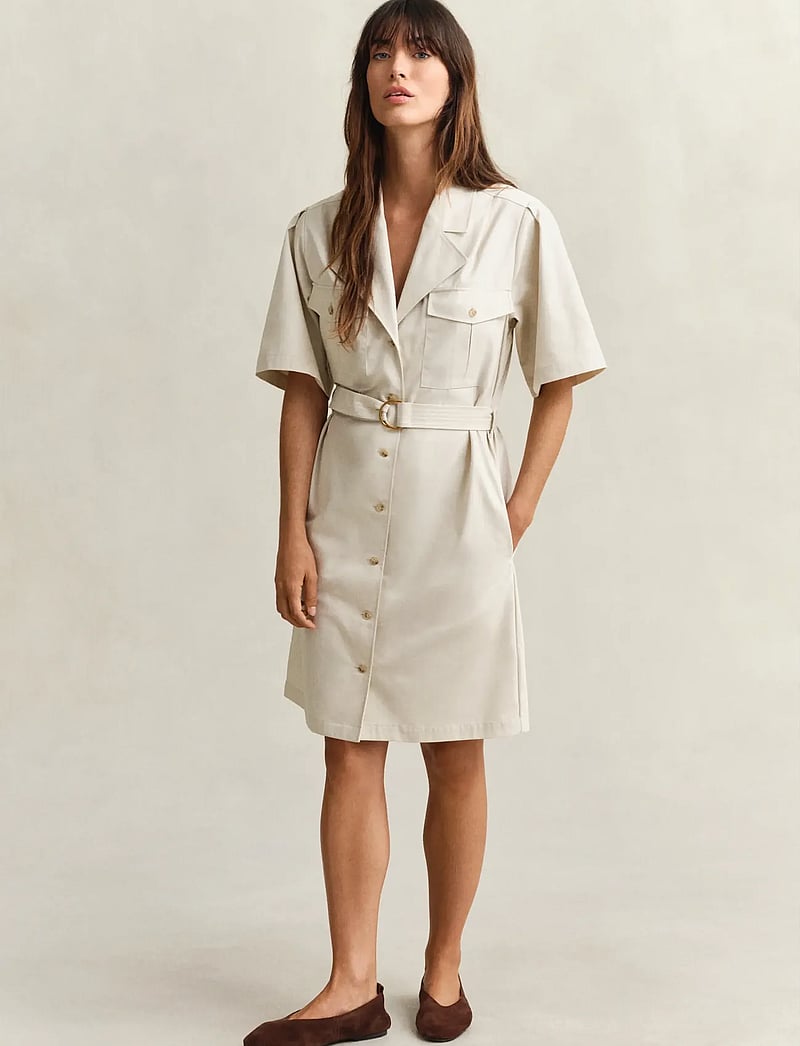 GANT - UTILITY BELTED SS DRESS - skjortekjoler - faded beige - 0
