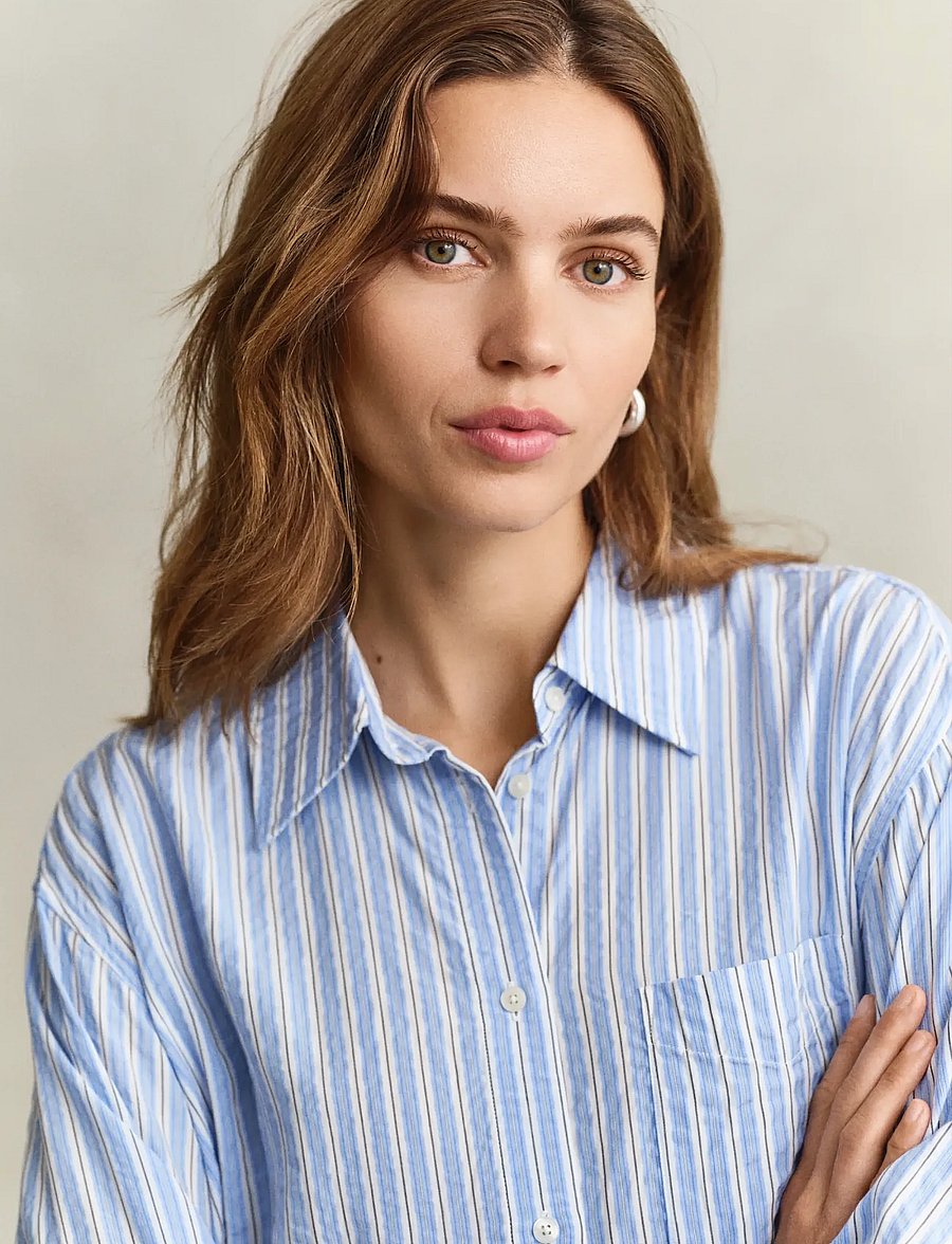 Gant - STRIPE SEERSUCKER SHIRT DRESS - robes chemises - hydrangea blue - 3
