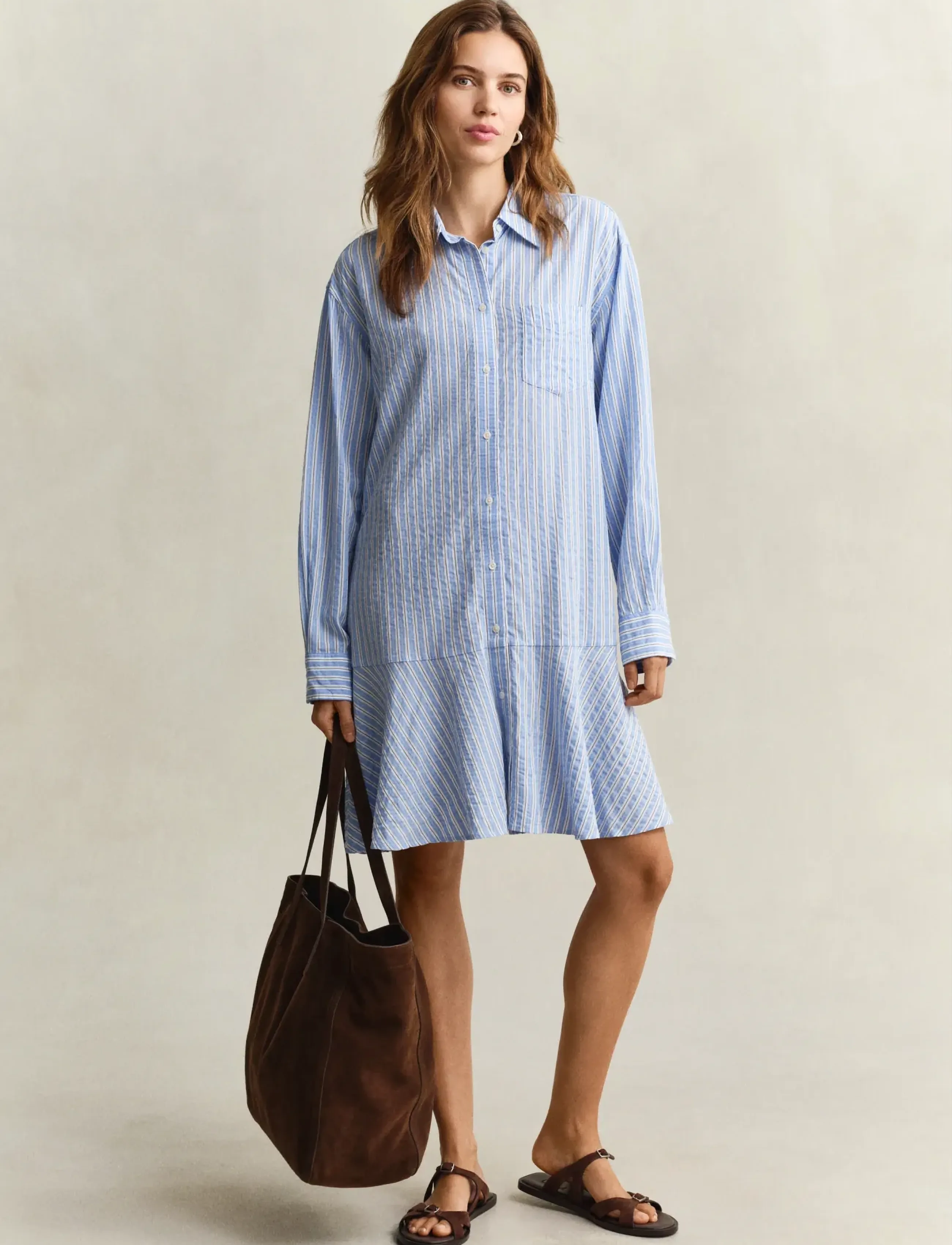 Gant - STRIPE SEERSUCKER SHIRT DRESS - robes chemises - hydrangea blue - 4