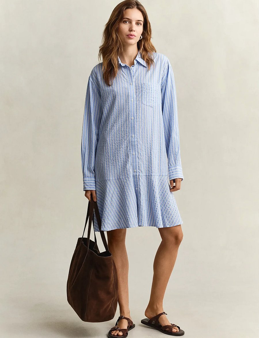 Gant - STRIPE SEERSUCKER SHIRT DRESS - robes chemises - hydrangea blue - 4