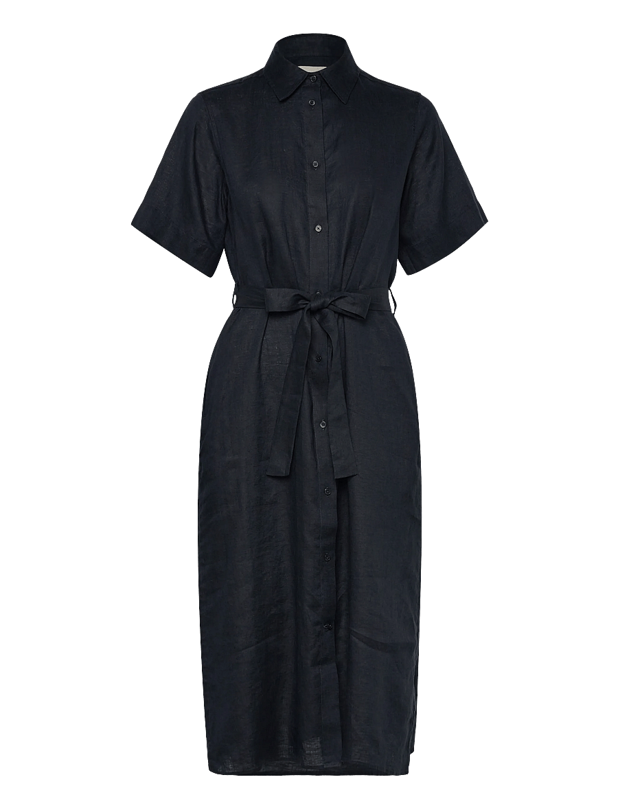 Gant - LINEN SS SHIRT DRESS - shirt dresses - black - 1