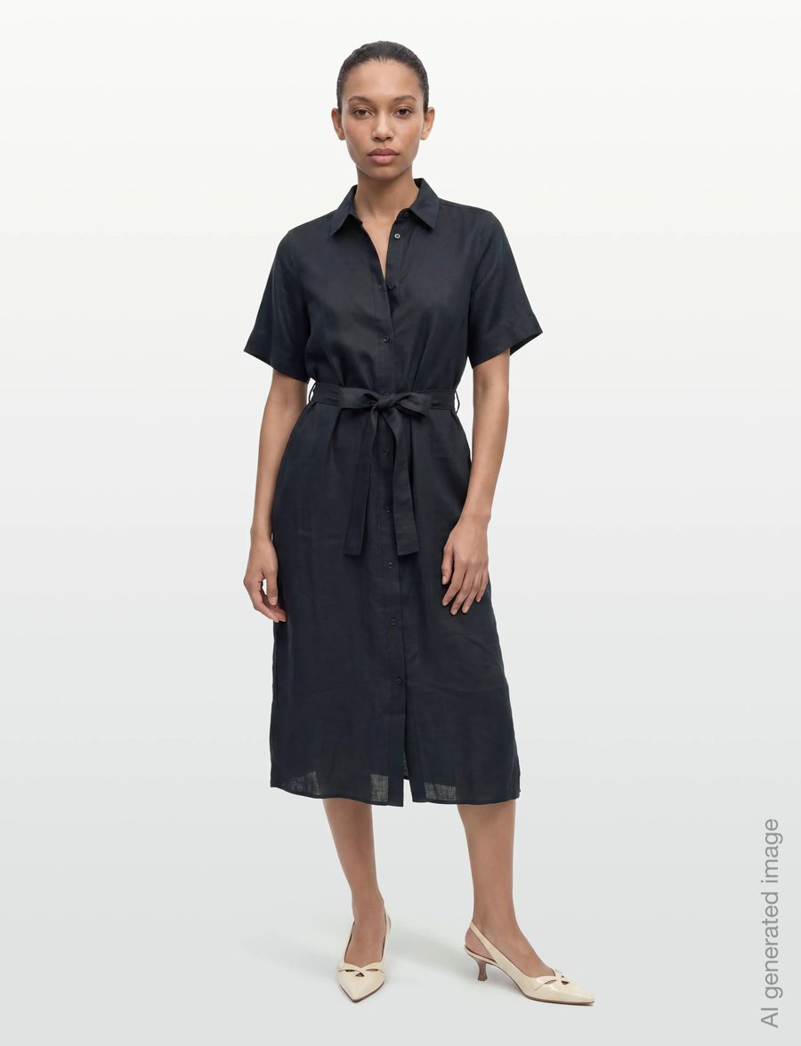 Gant - LINEN SS SHIRT DRESS - shirt dresses - black - 0