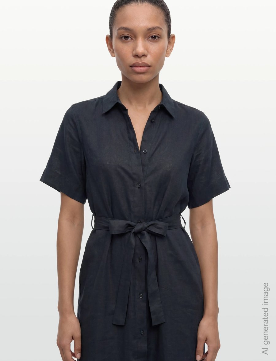 Gant - LINEN SS SHIRT DRESS - shirt dresses - black - 3