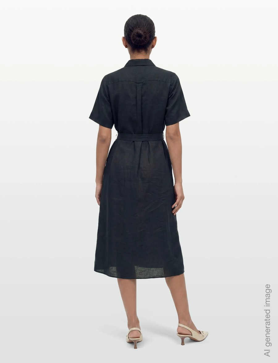 Gant - LINEN SS SHIRT DRESS - shirt dresses - black - 4