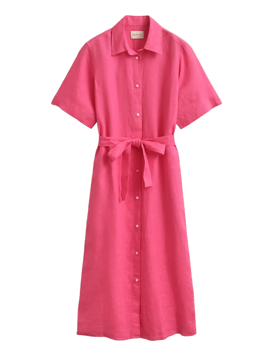 Gant - LINEN SS SHIRT DRESS - shirt dresses - bright fuschia - 1