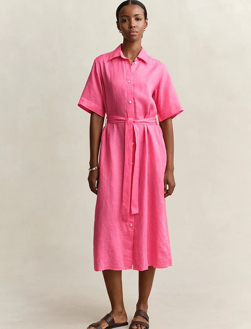 GANT - LINEN SS SHIRT DRESS - hemdkleider - bright fuschia - 0