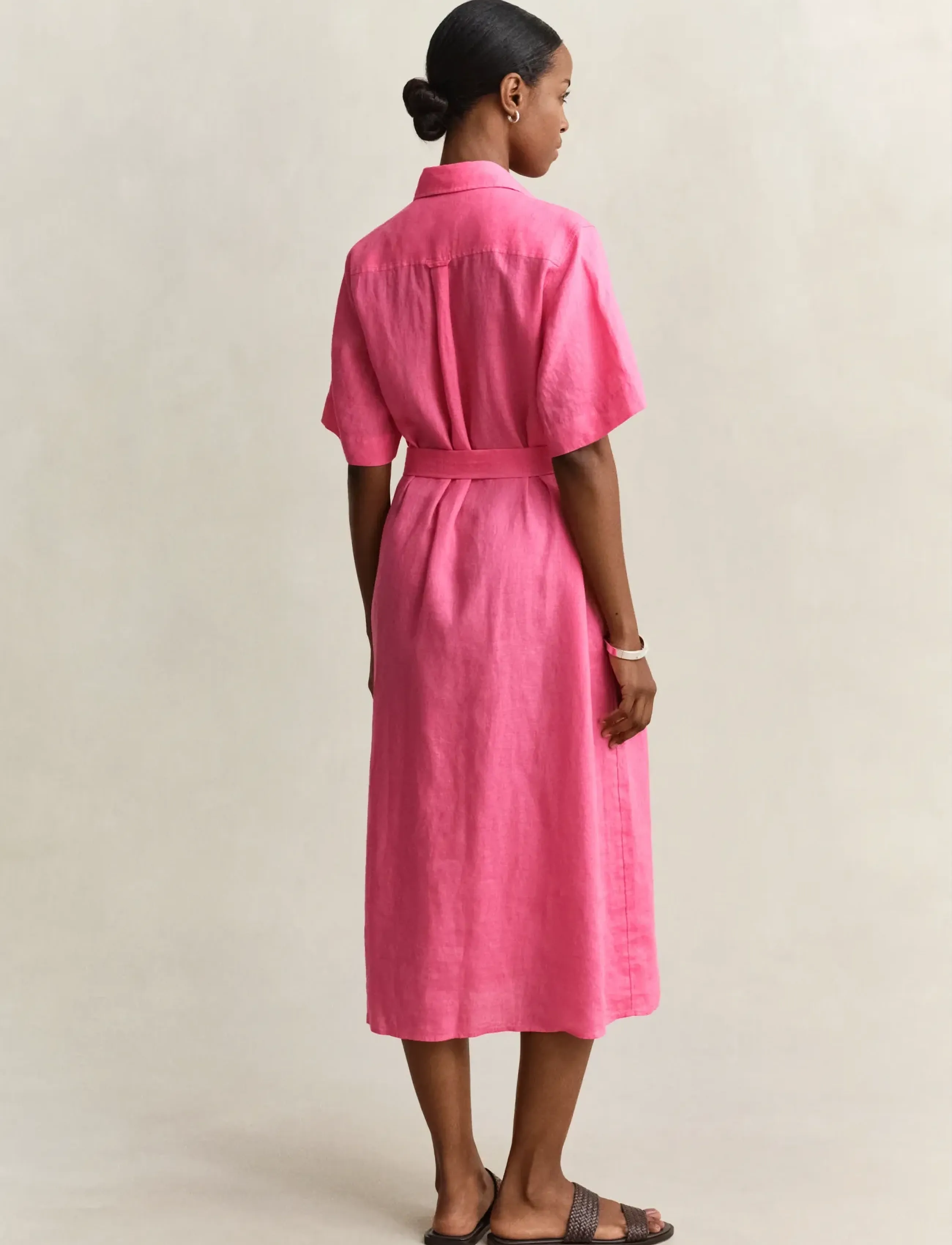 Gant - LINEN SS SHIRT DRESS - skjortekjoler - bright fuschia - 2