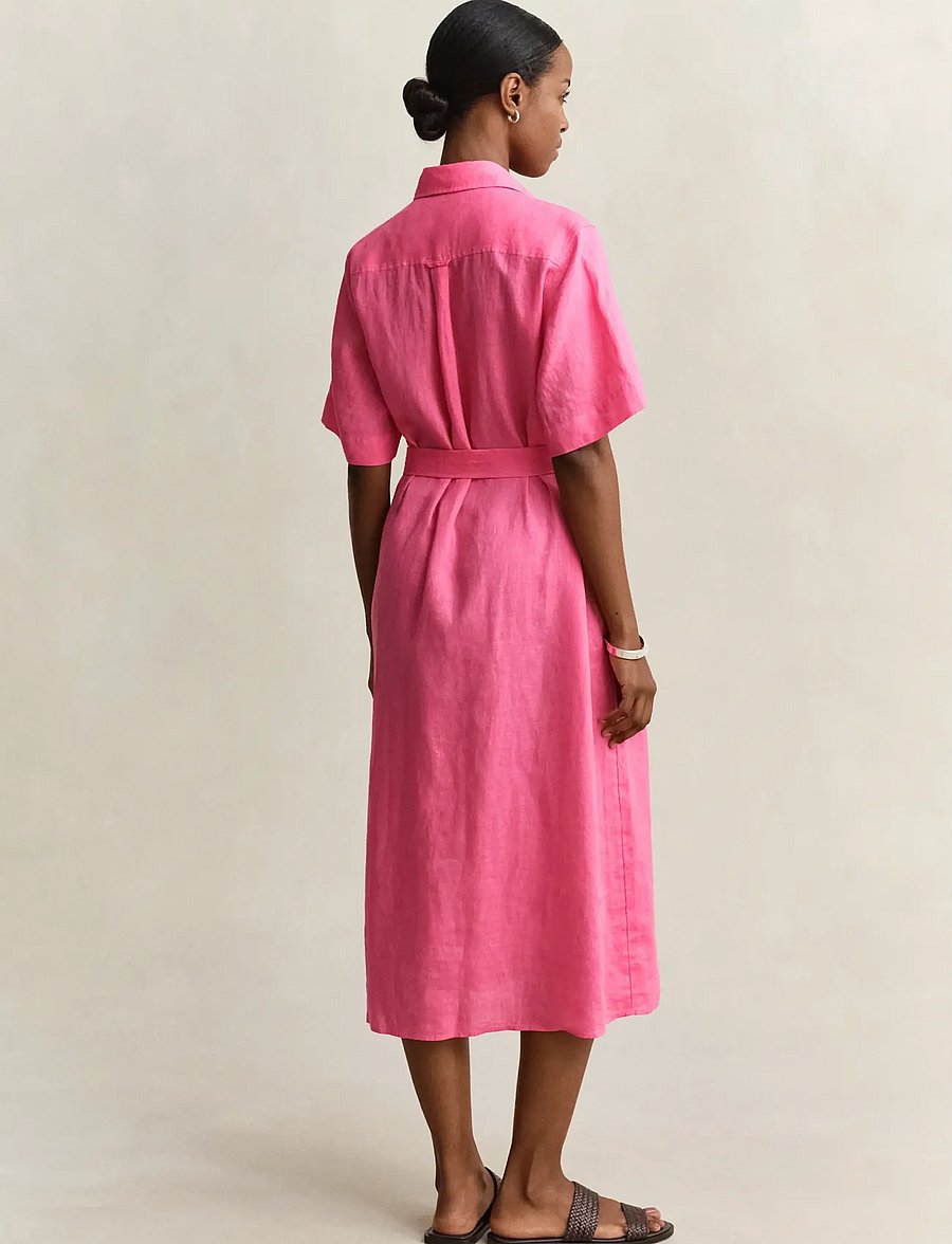 Gant - LINEN SS SHIRT DRESS - shirt dresses - bright fuschia - 2