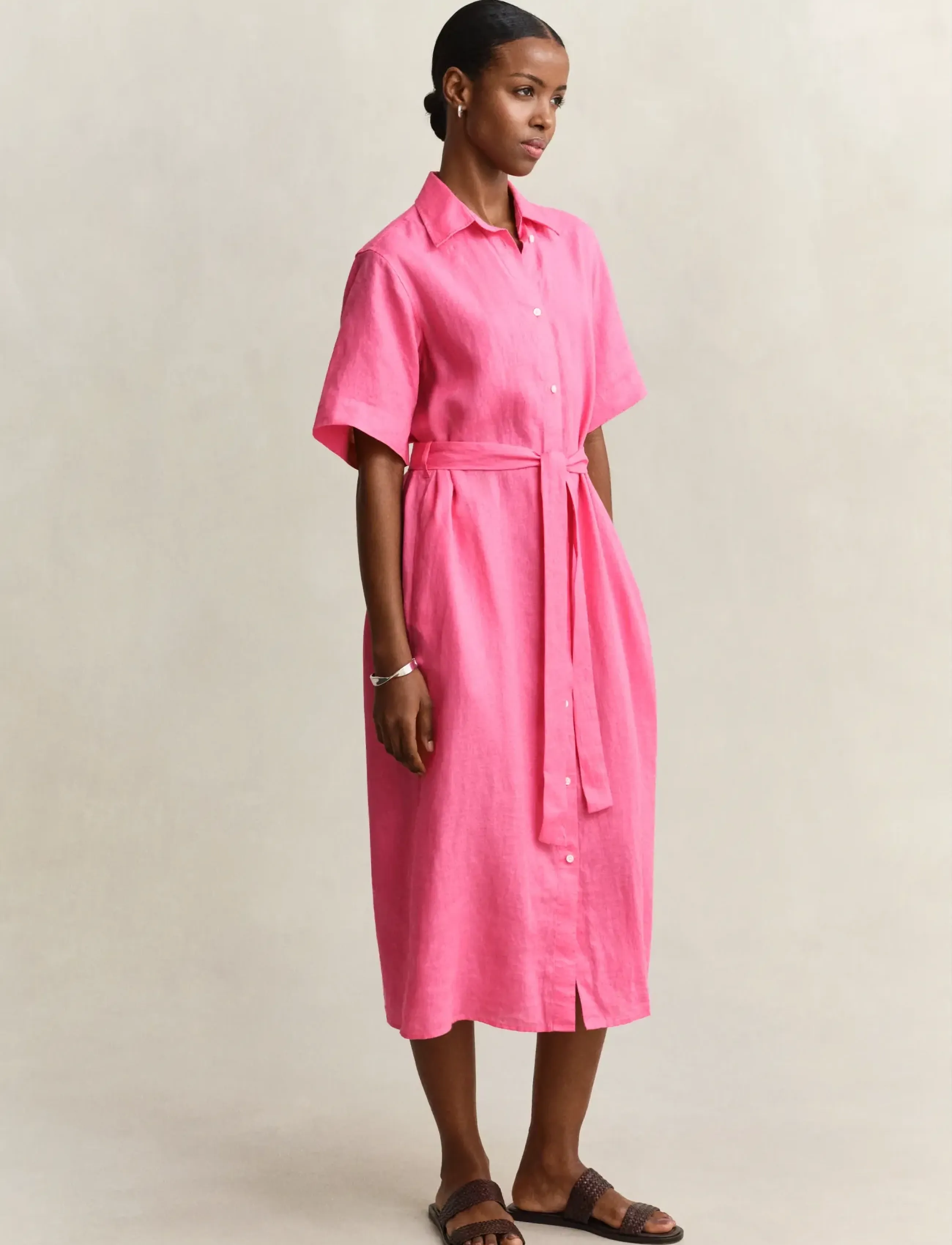 Gant - LINEN SS SHIRT DRESS - skjortekjoler - bright fuschia - 3