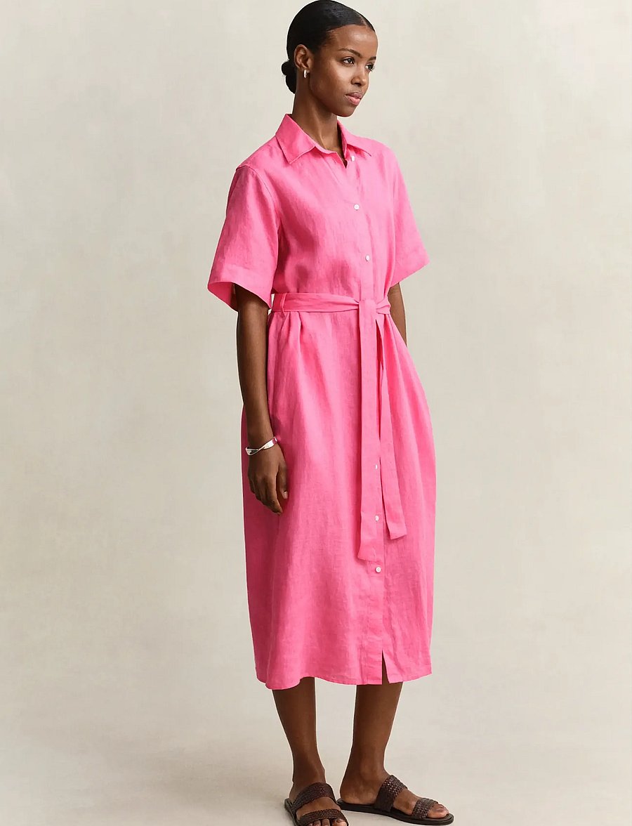 Gant - LINEN SS SHIRT DRESS - shirt dresses - bright fuschia - 3