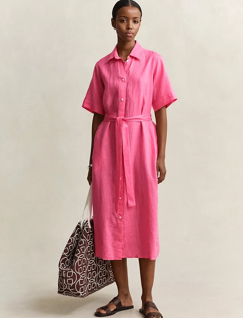 GANT - LINEN SS SHIRT DRESS - hemdkleider - bright fuschia - 4