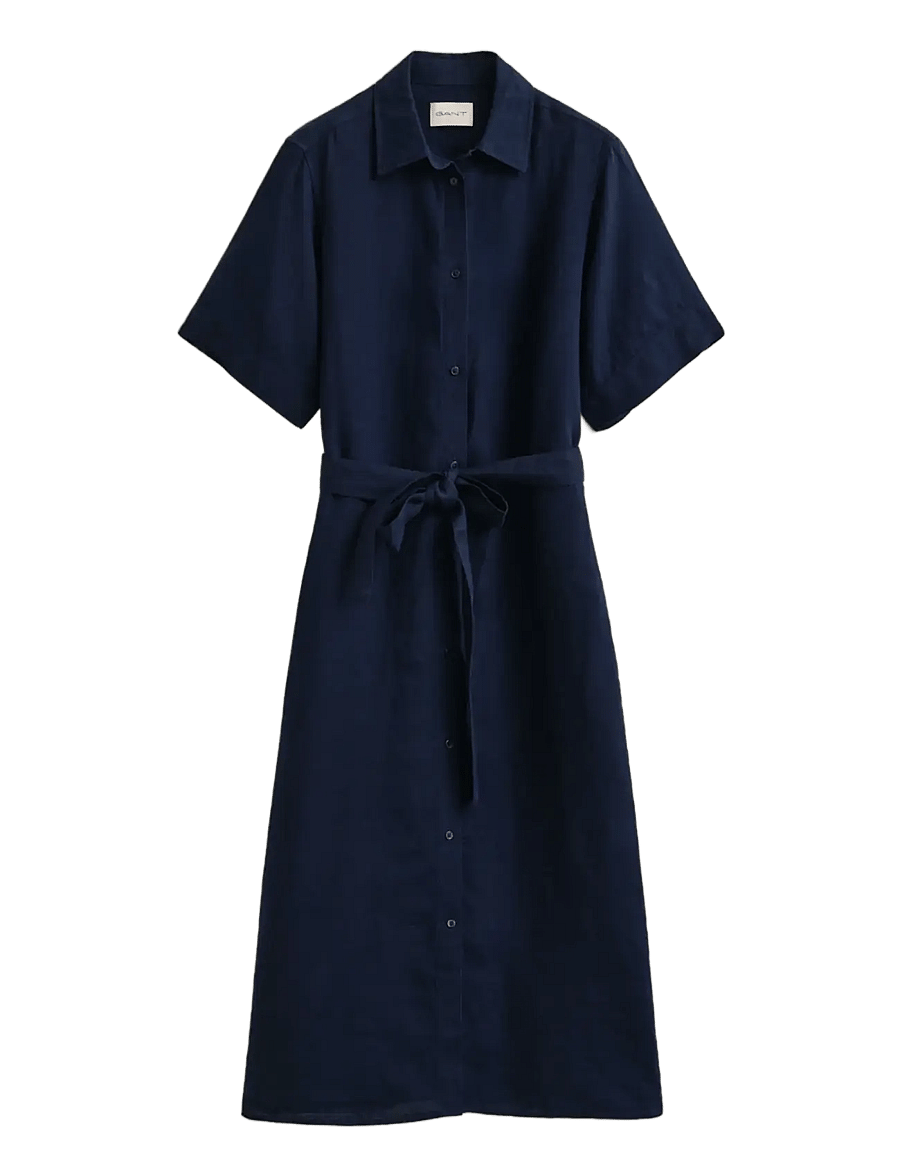 Gant - LINEN SS SHIRT DRESS - shirt dresses - evening blue - 1