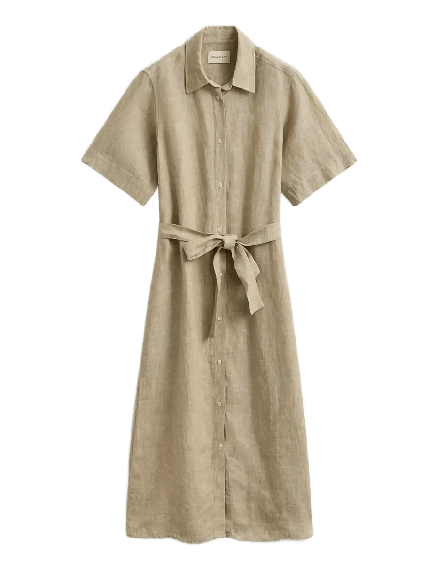 Gant - LINEN SS SHIRT DRESS - skjortklänningar - oat beige - 1
