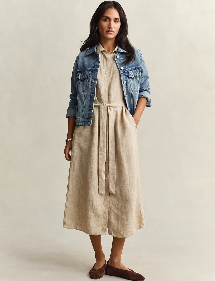 Gant - LINEN SS SHIRT DRESS - skjortklänningar - oat beige - 4