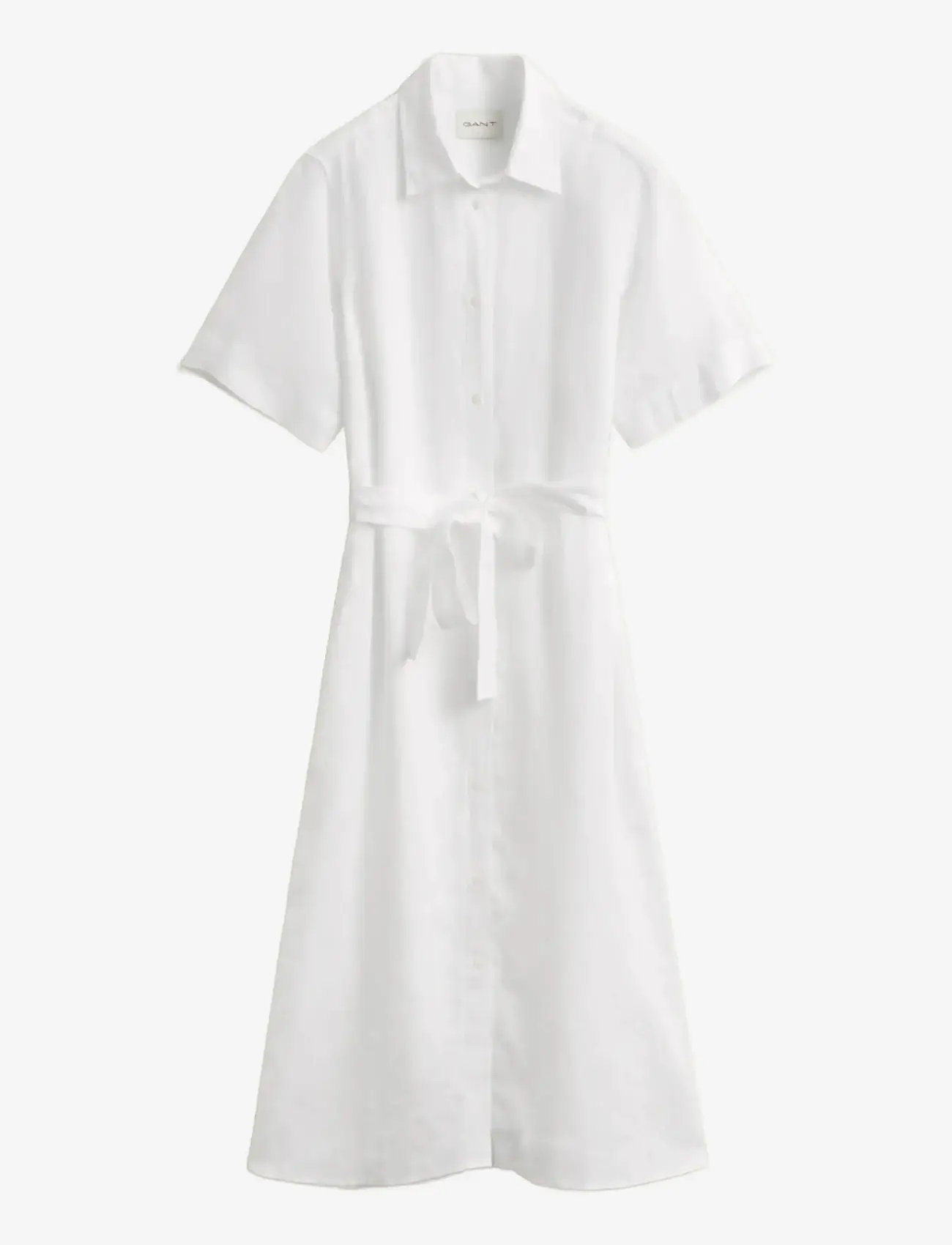 GANT - LINEN SS SHIRT DRESS - särkkleidid - white - 1