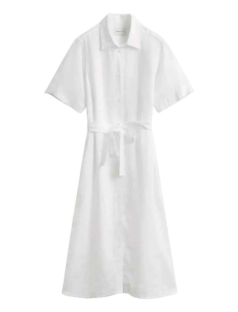 GANT - LINEN SS SHIRT DRESS - särkkleidid - white - 1
