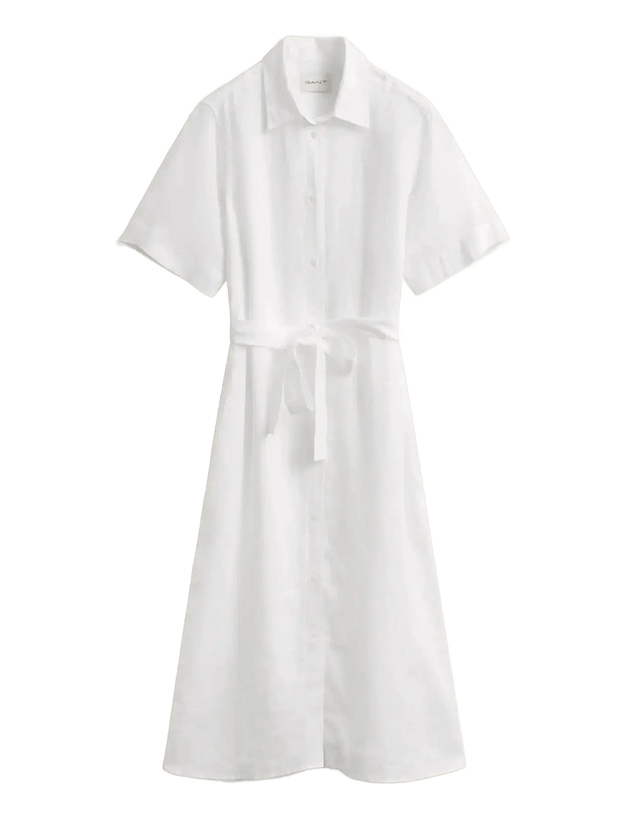 Gant - LINEN SS SHIRT DRESS - shirt dresses - white - 1