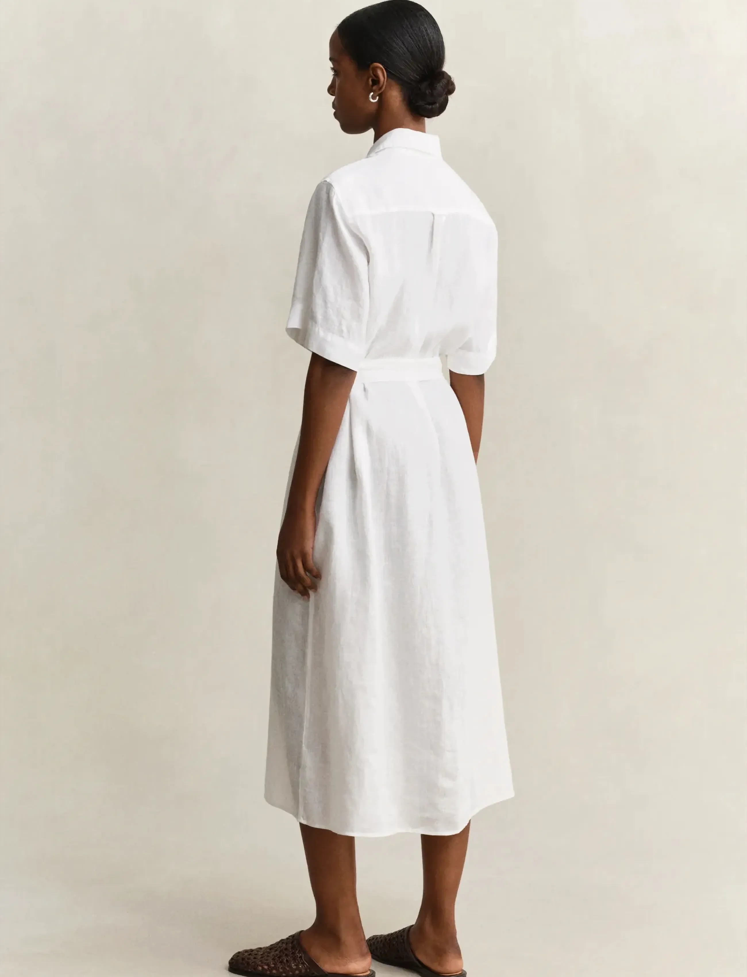 Gant - LINEN SS SHIRT DRESS - skjortekjoler - white - 2