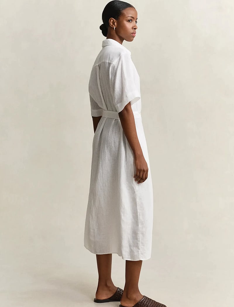 GANT - LINEN SS SHIRT DRESS - särkkleidid - white - 3