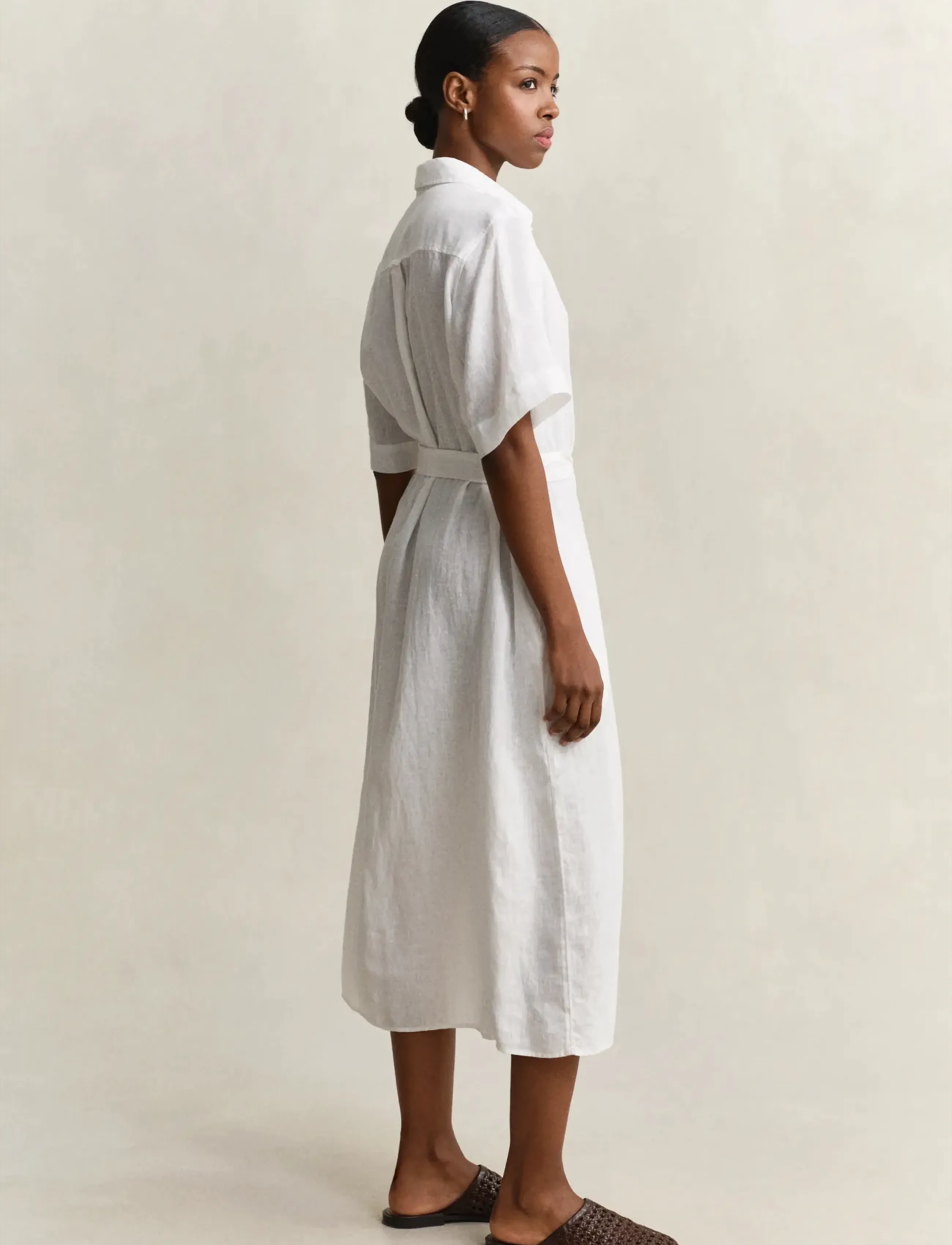 Gant - LINEN SS SHIRT DRESS - skjortekjoler - white - 3
