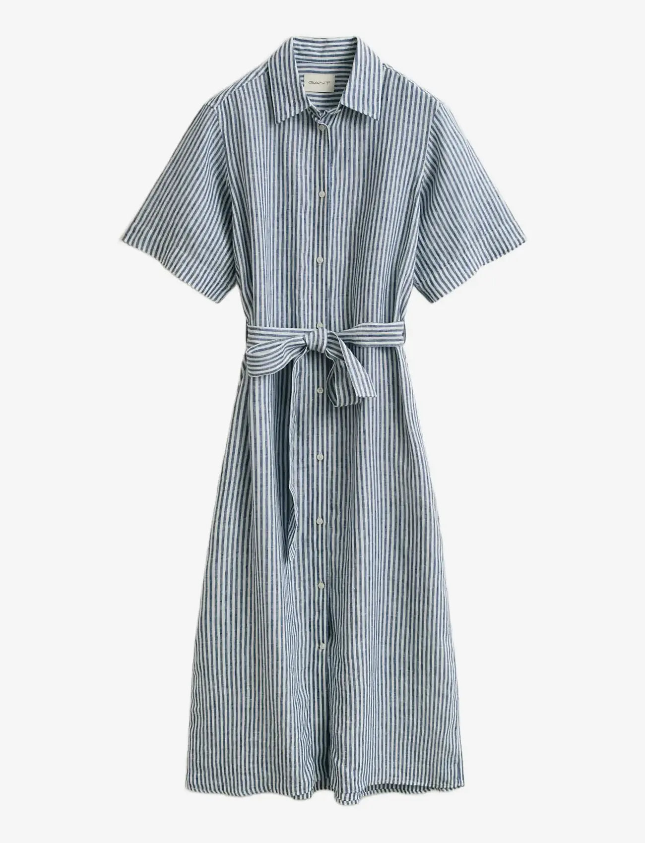 Gant STRIPED LINEN SS SHIRT DRESS - Clothing - EVENING BLUE / blue