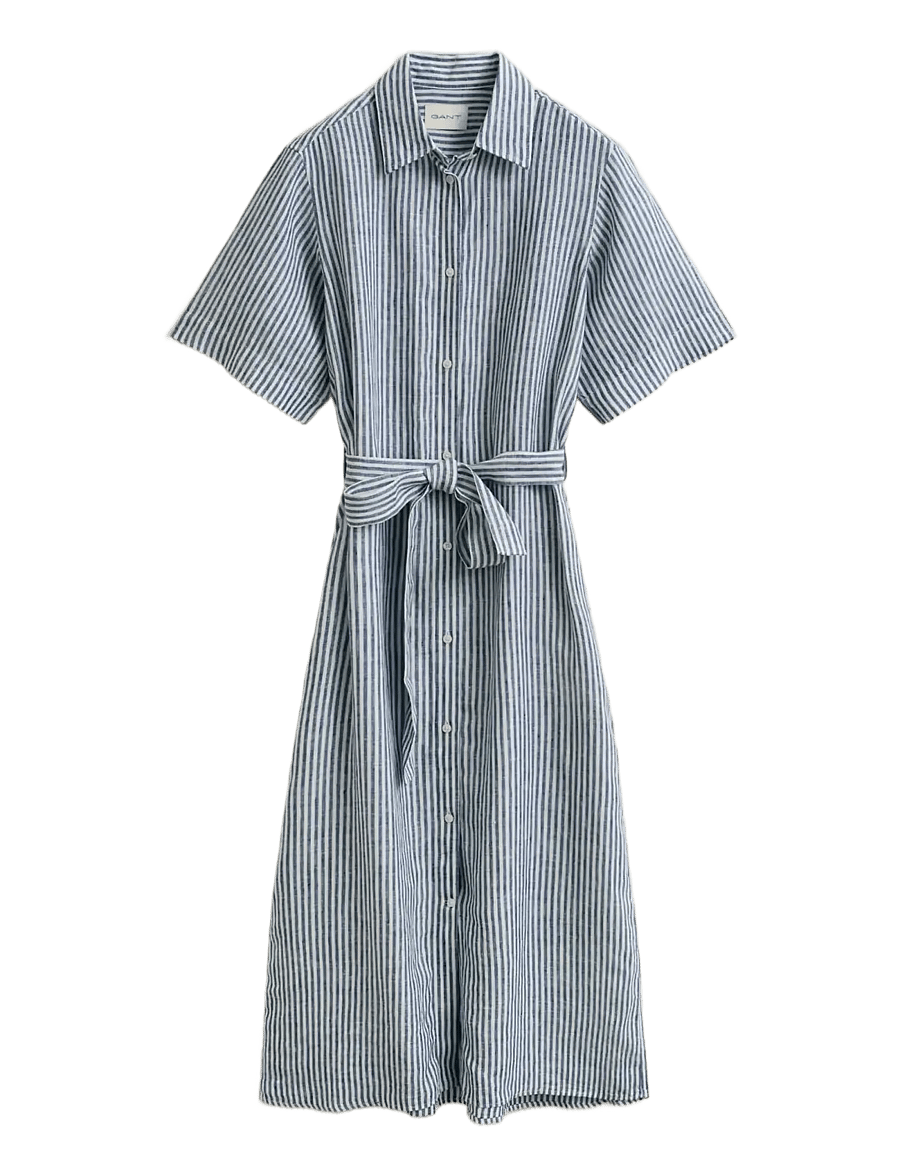 Gant - STRIPED LINEN SS SHIRT DRESS - zomerjurken - evening blue - 1