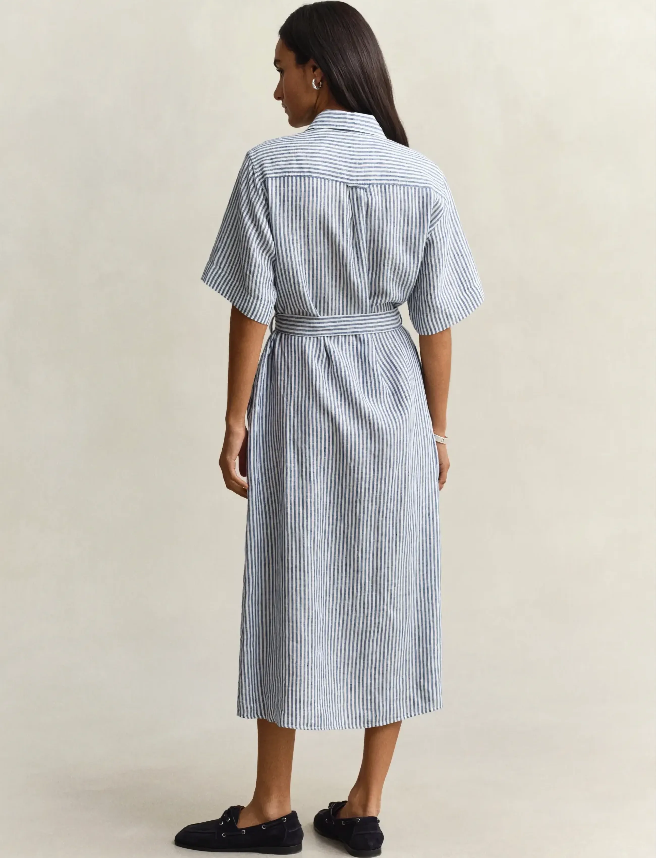 Gant - STRIPED LINEN SS SHIRT DRESS - sommerkleider - evening blue - 2