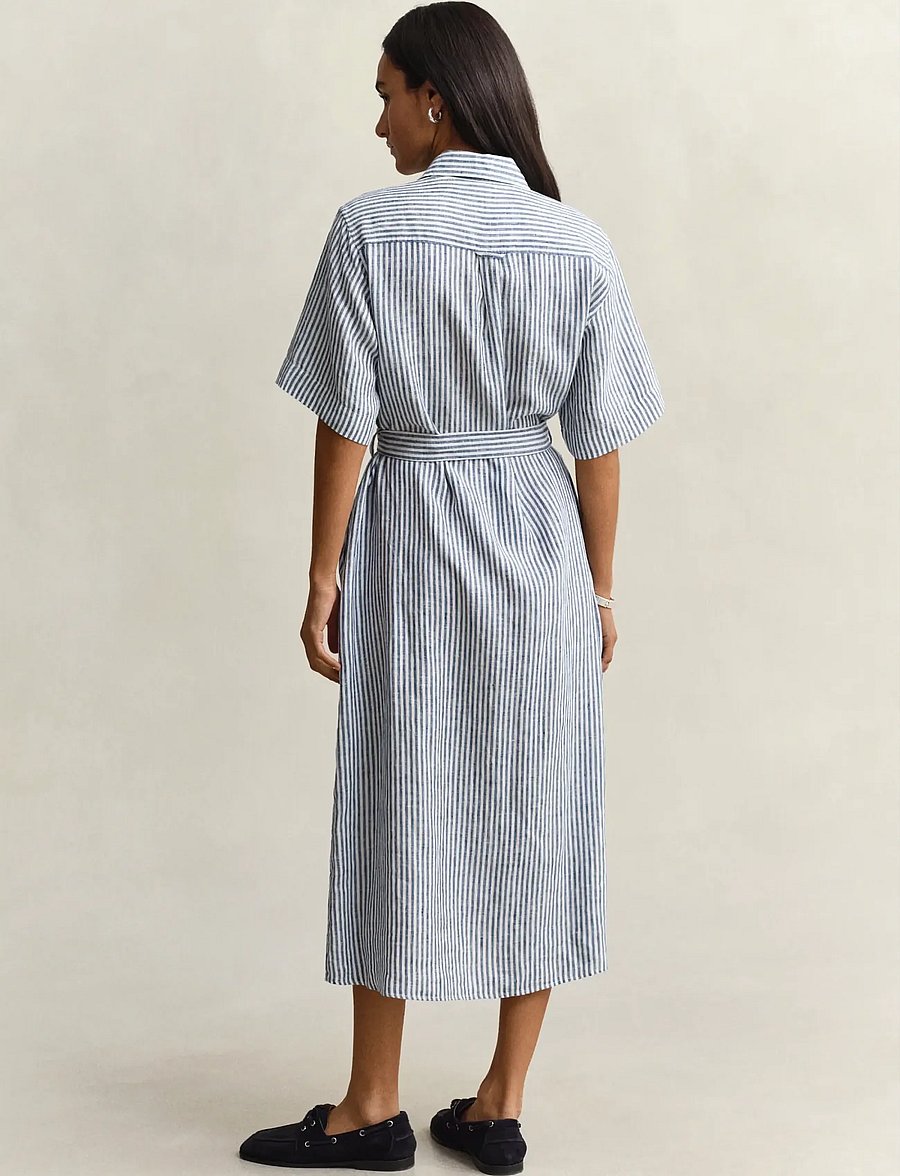 Gant - STRIPED LINEN SS SHIRT DRESS - zomerjurken - evening blue - 2