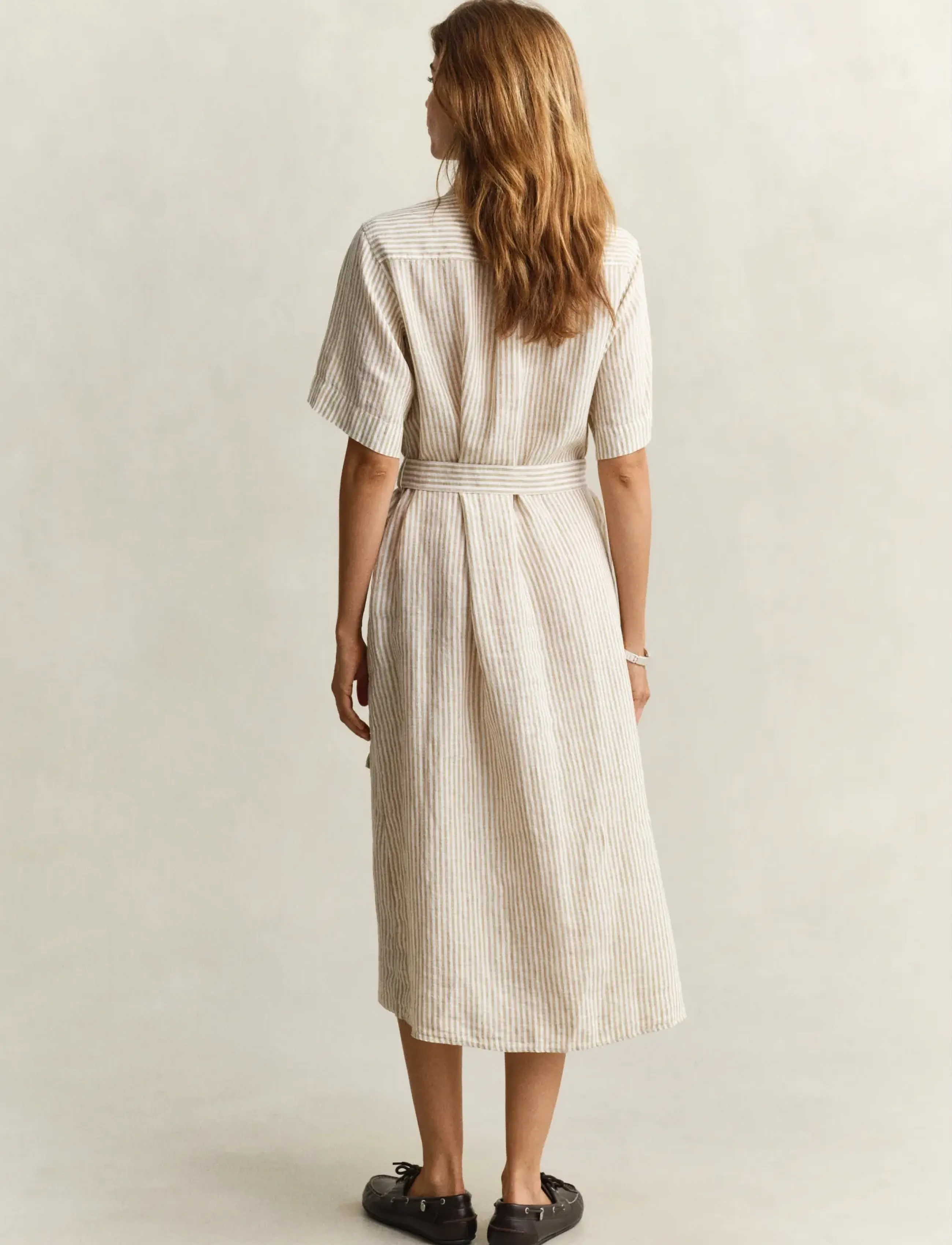 Gant - STRIPED LINEN SS SHIRT DRESS - sommerkjoler - oat beige - 2