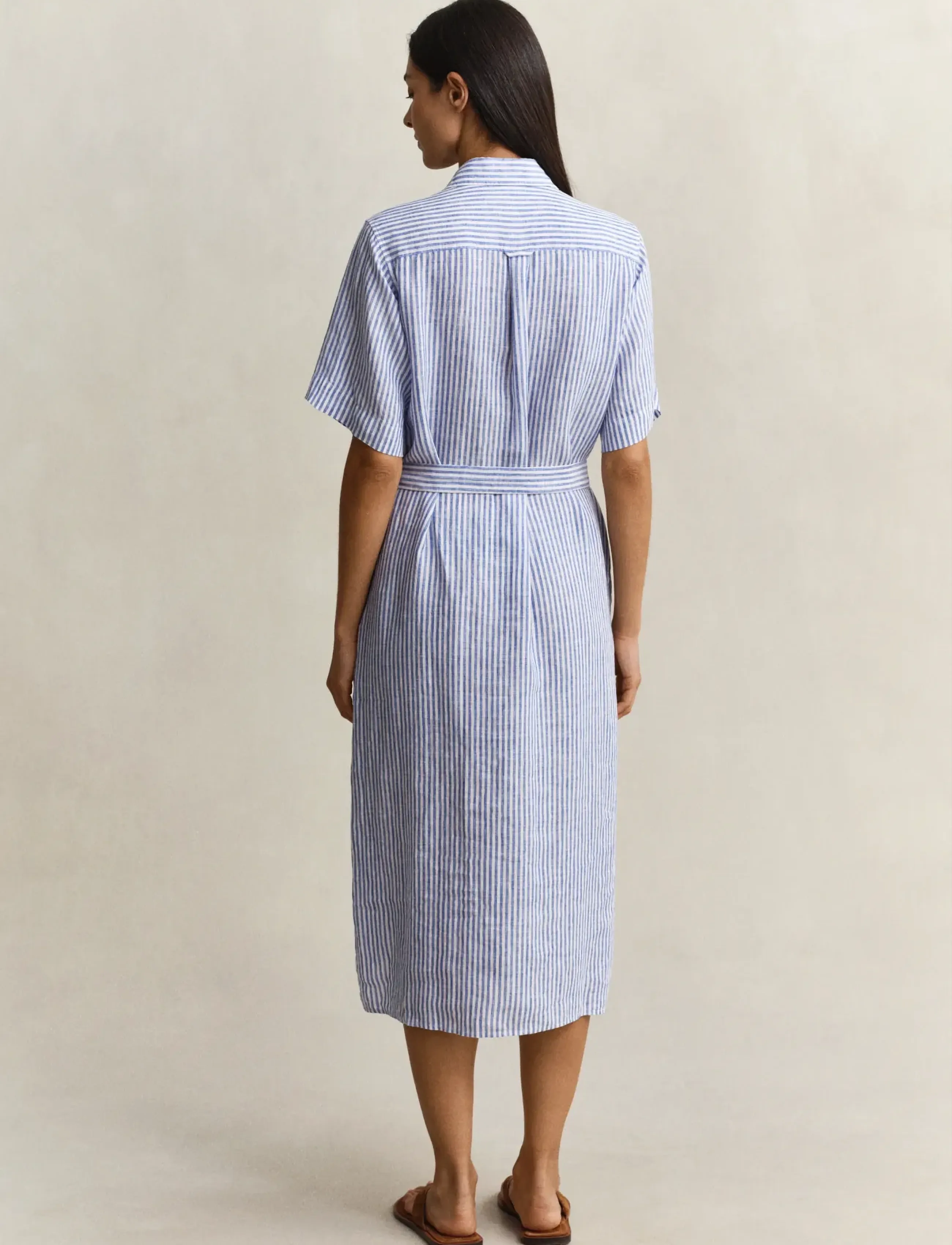 Striped Linen Ss Shirt Dress 3