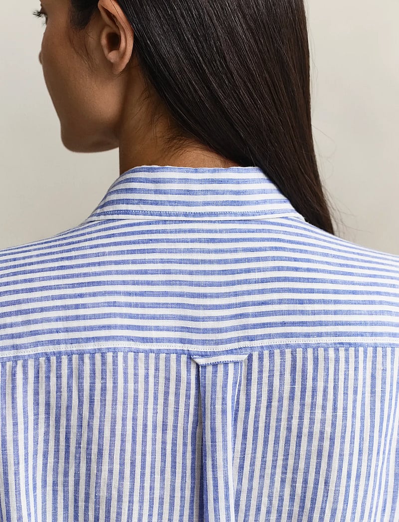 GANT - STRIPED LINEN SS SHIRT DRESS - sommarklänningar - royal blue - 3