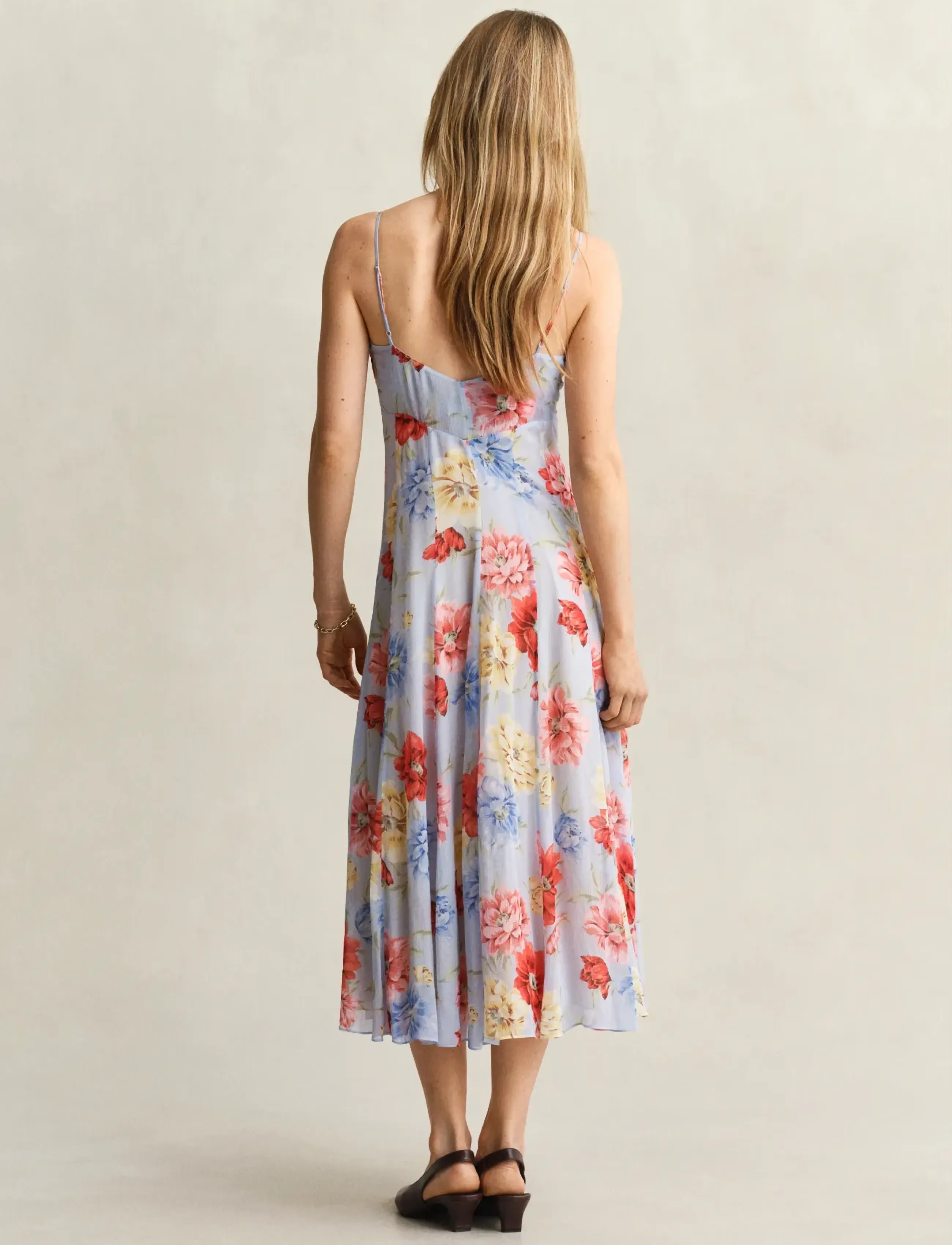 Gant - FLORAL PRINT STRAP DRESS - summer dresses - light blue - 2